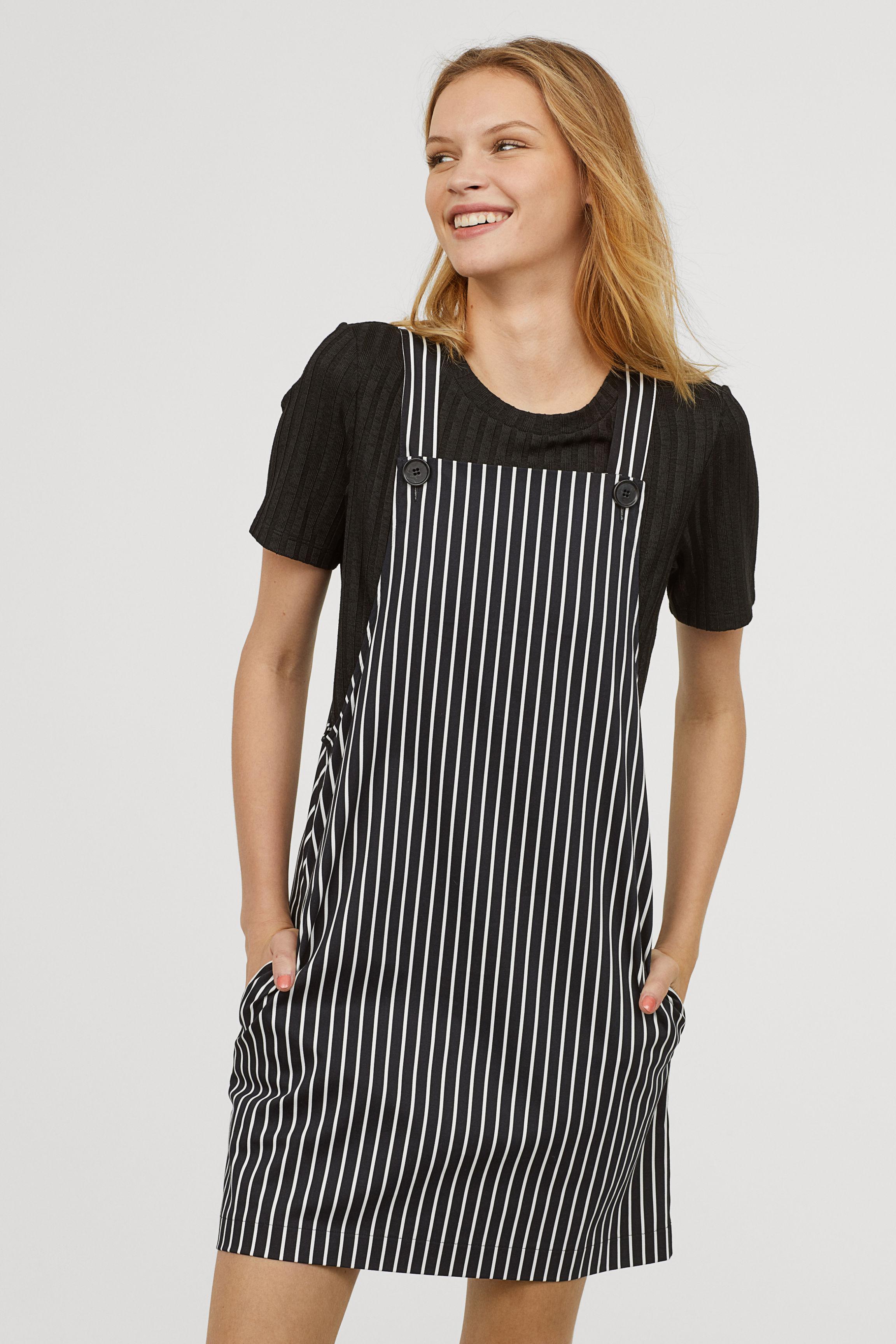 Black and white dungaree dress Clearance