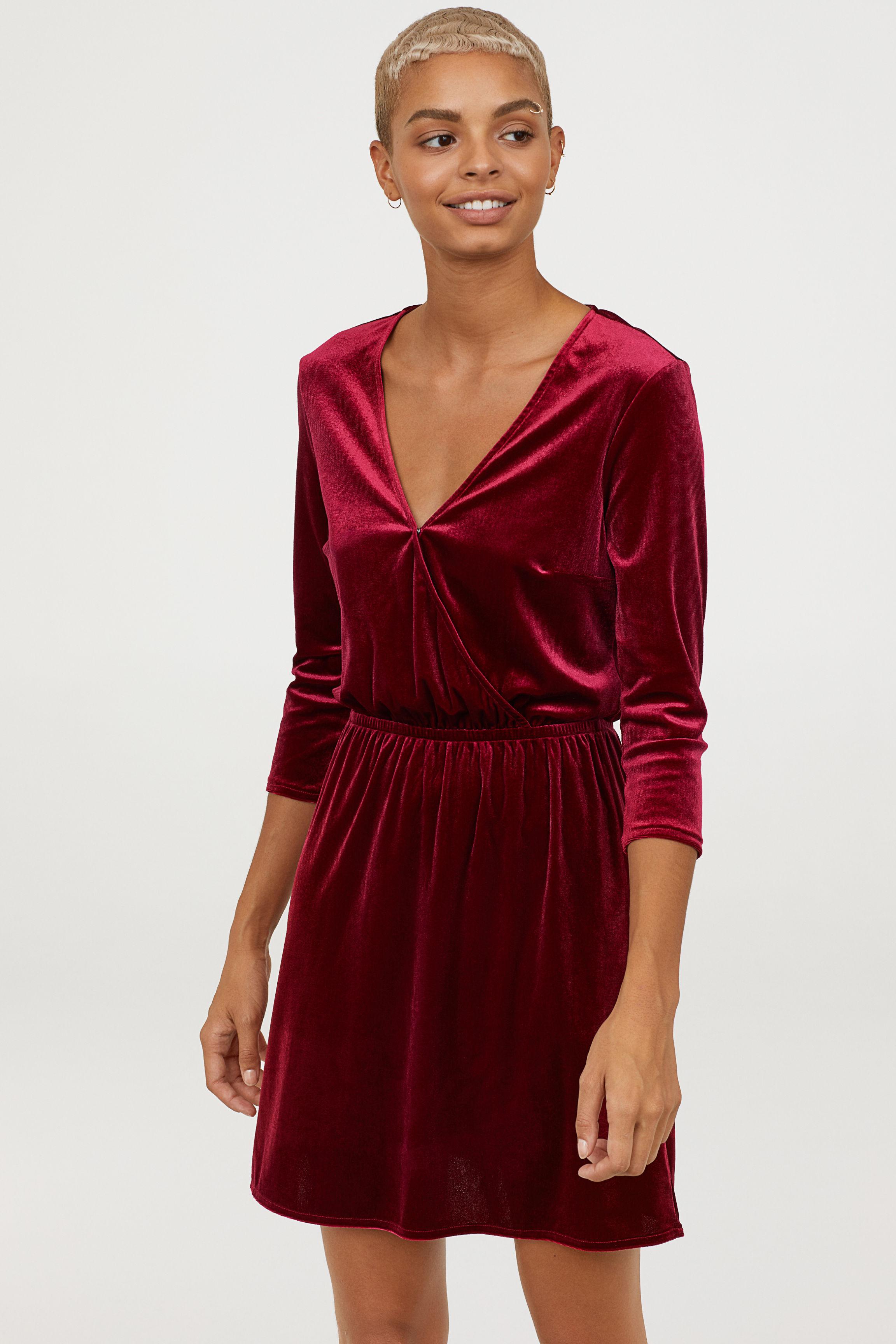 burgundy velvet wrap dress Big sale ...
