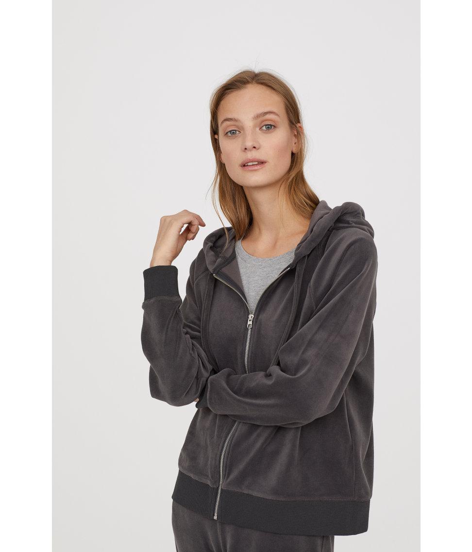 h&m velour hoodie