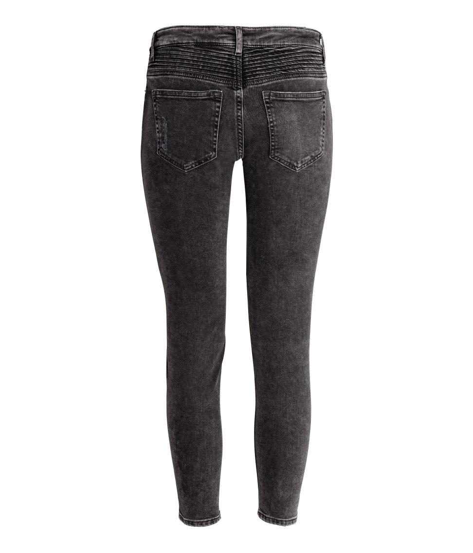 H&M Denim Biker Jeans Skinny Fit in Black - Lyst