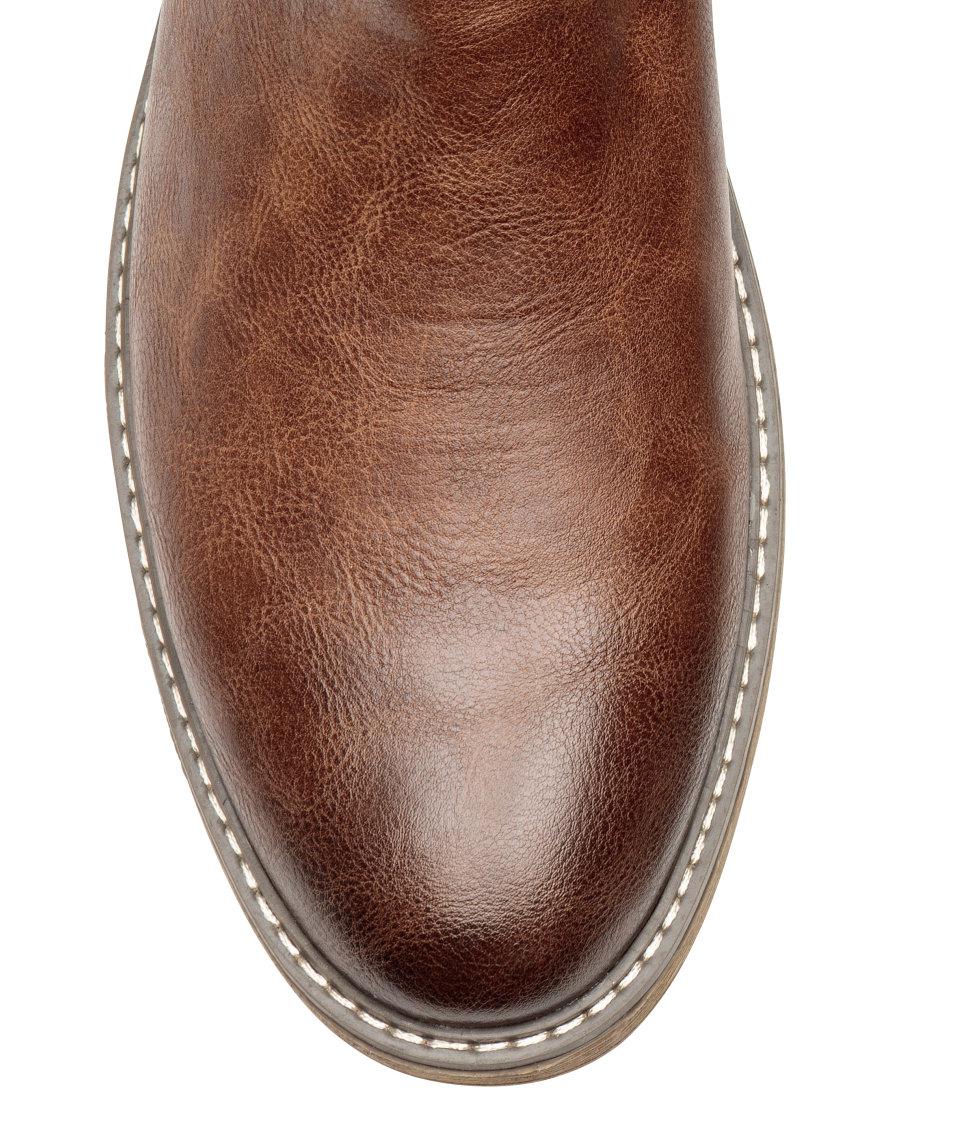 H&M Leather Chelsea Boots in Brown for Men - Lyst