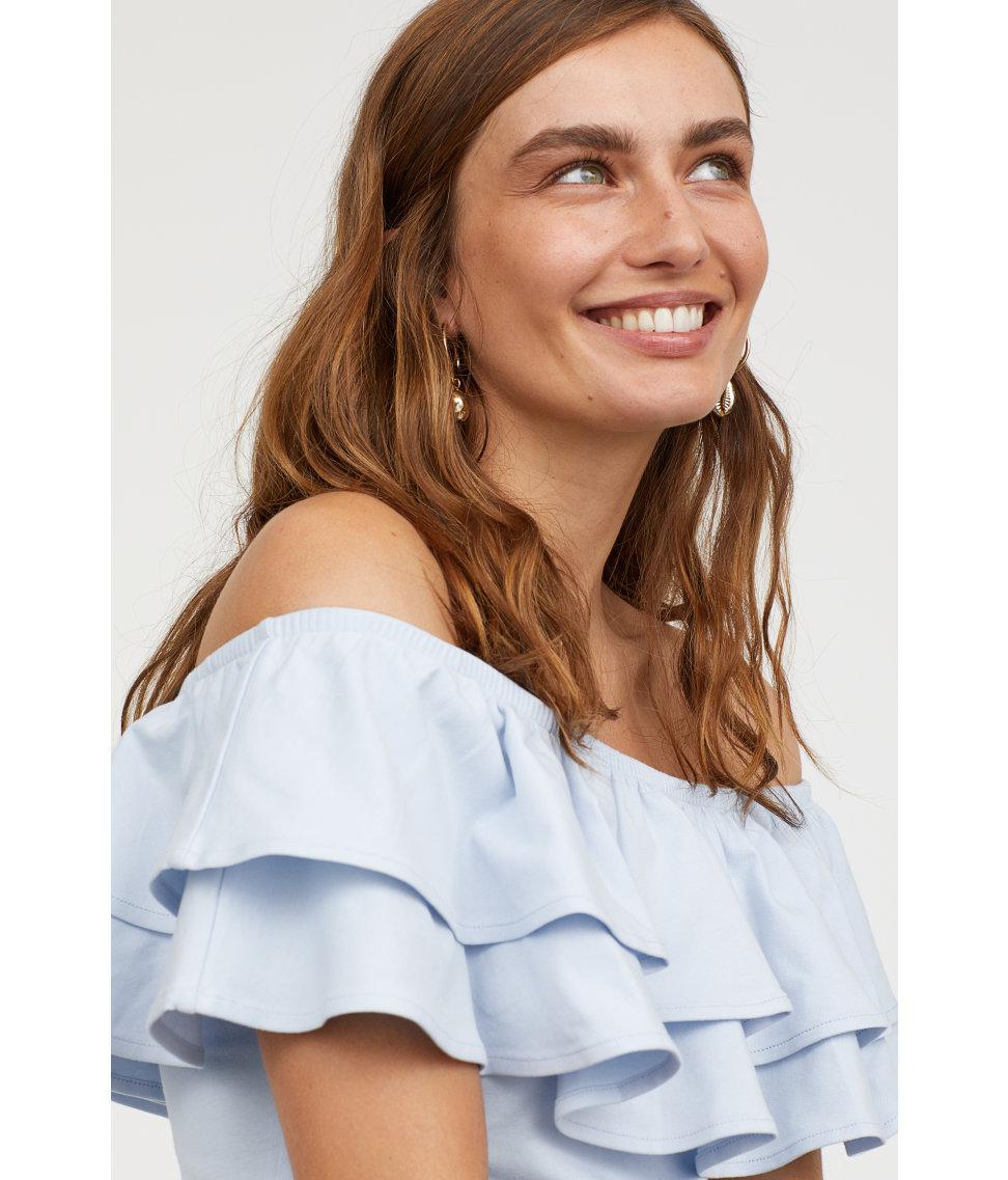 h&m blue off the shoulder dress