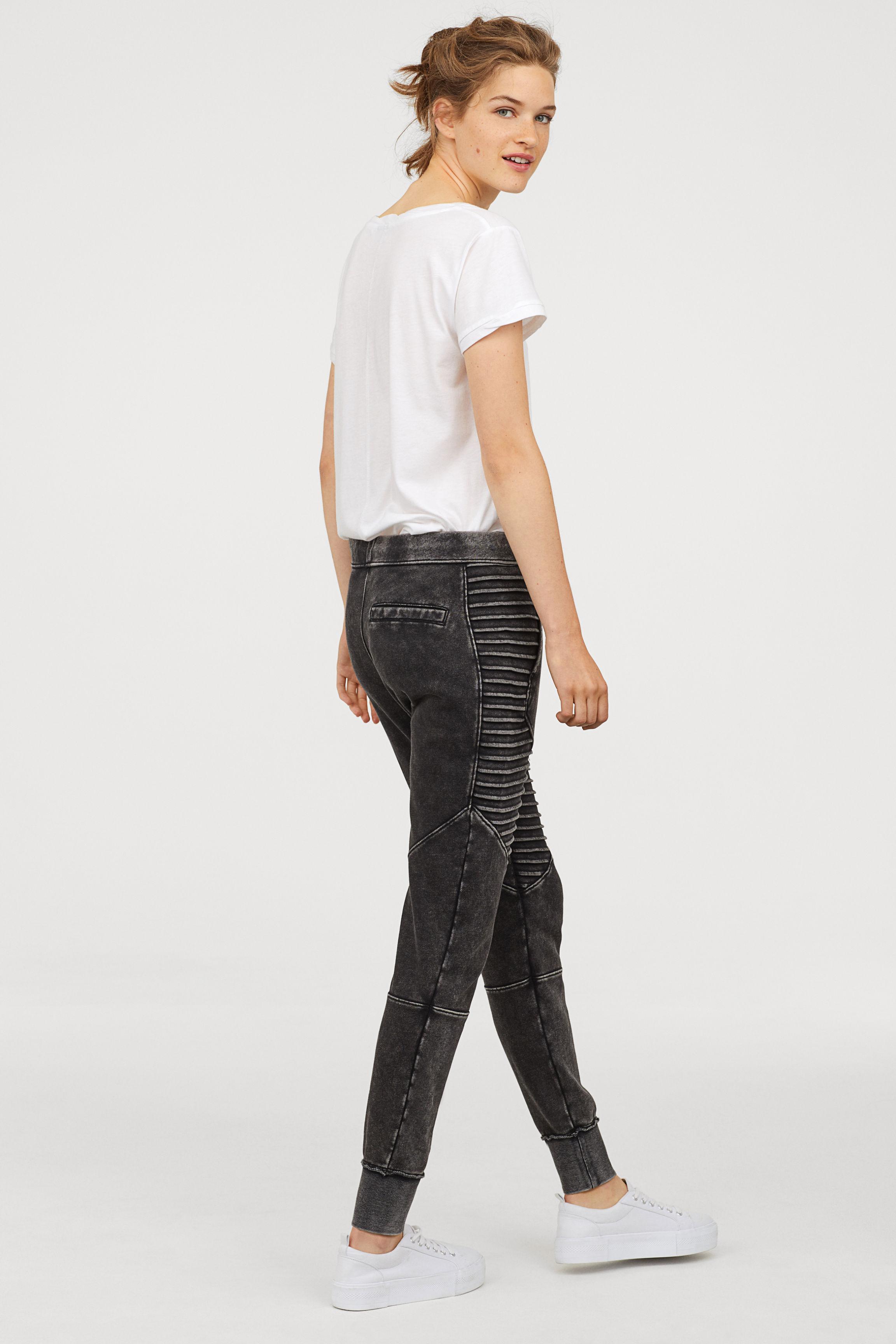 H\u0026M Cotton Biker joggers in Dark Grey 