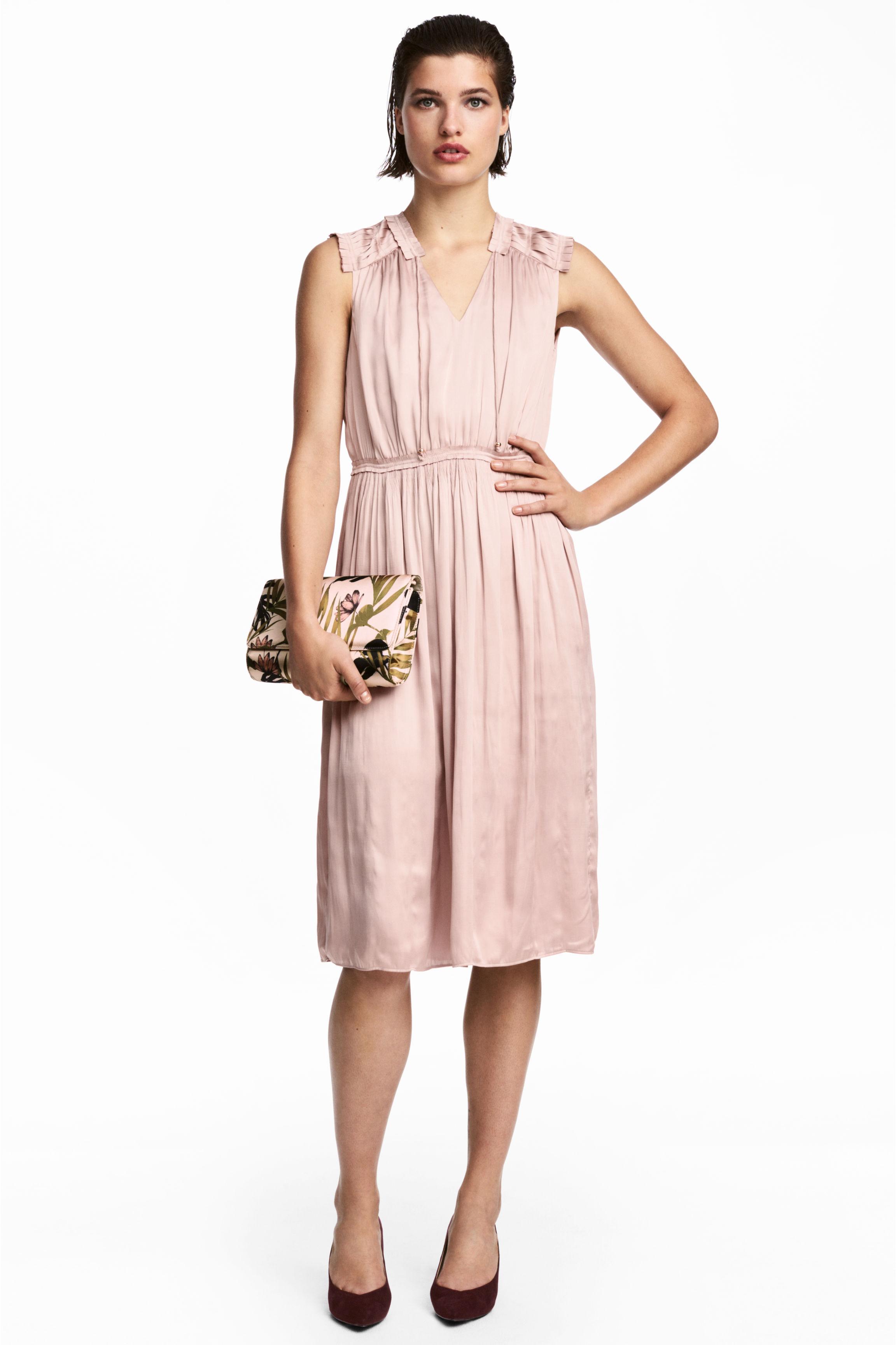 h&m pink silk dress