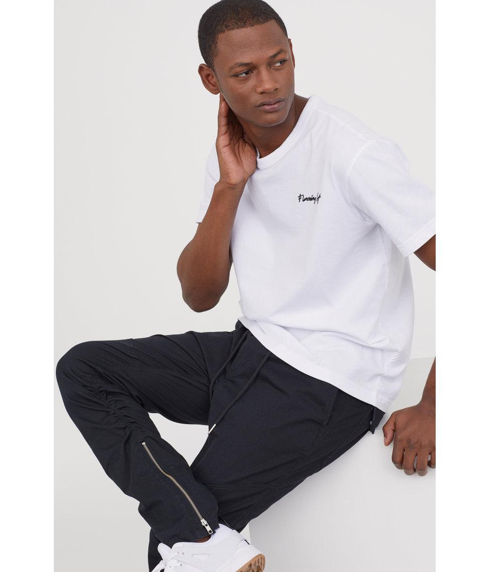 H\u0026M Cotton Twill Joggers With Zips in 