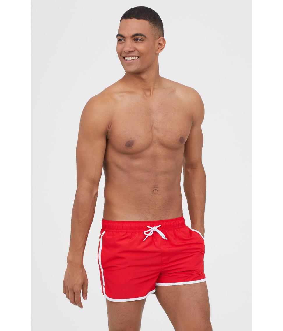 H&M Synthetic Short Swim Shorts in Bright Red (Red) for Men | Lyst