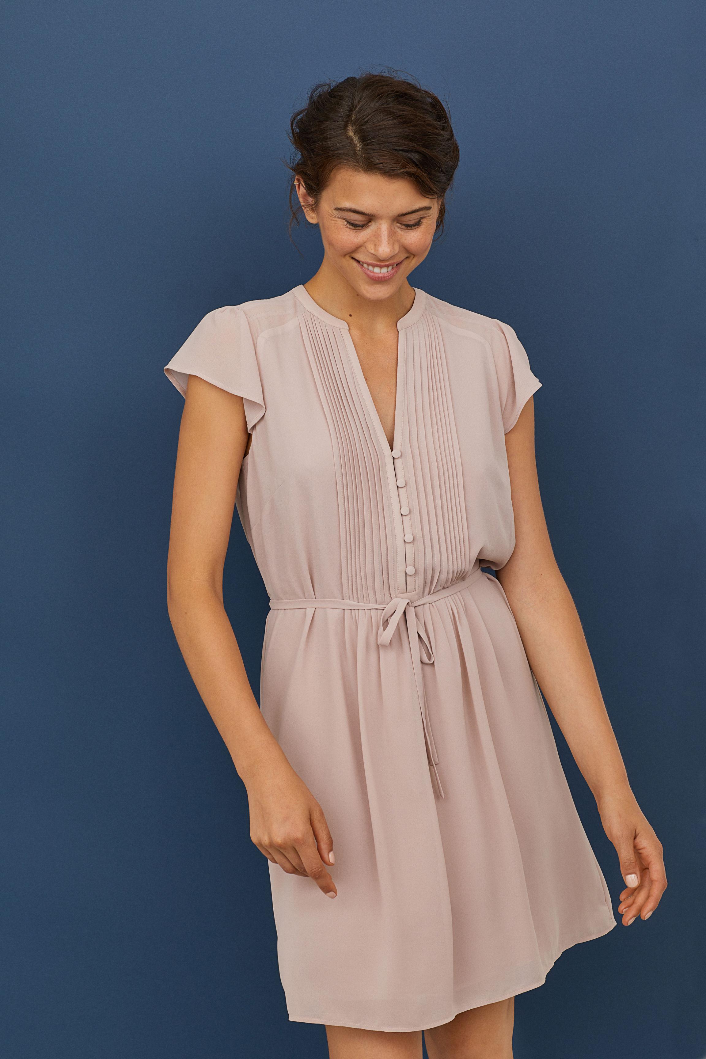 H&M Dress With Tie Belt in Pink | Lyst Canada