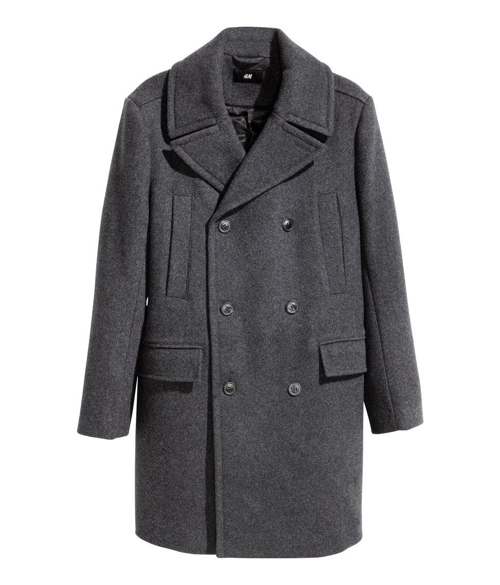 H&M Wool-blend Coat in Dark Gray Melange (Gray) for Men - Lyst