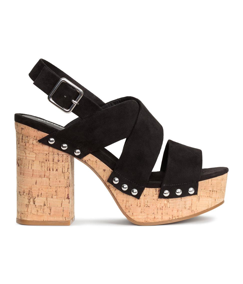 H&amp;M Suede Platform Sandals in Black Lyst