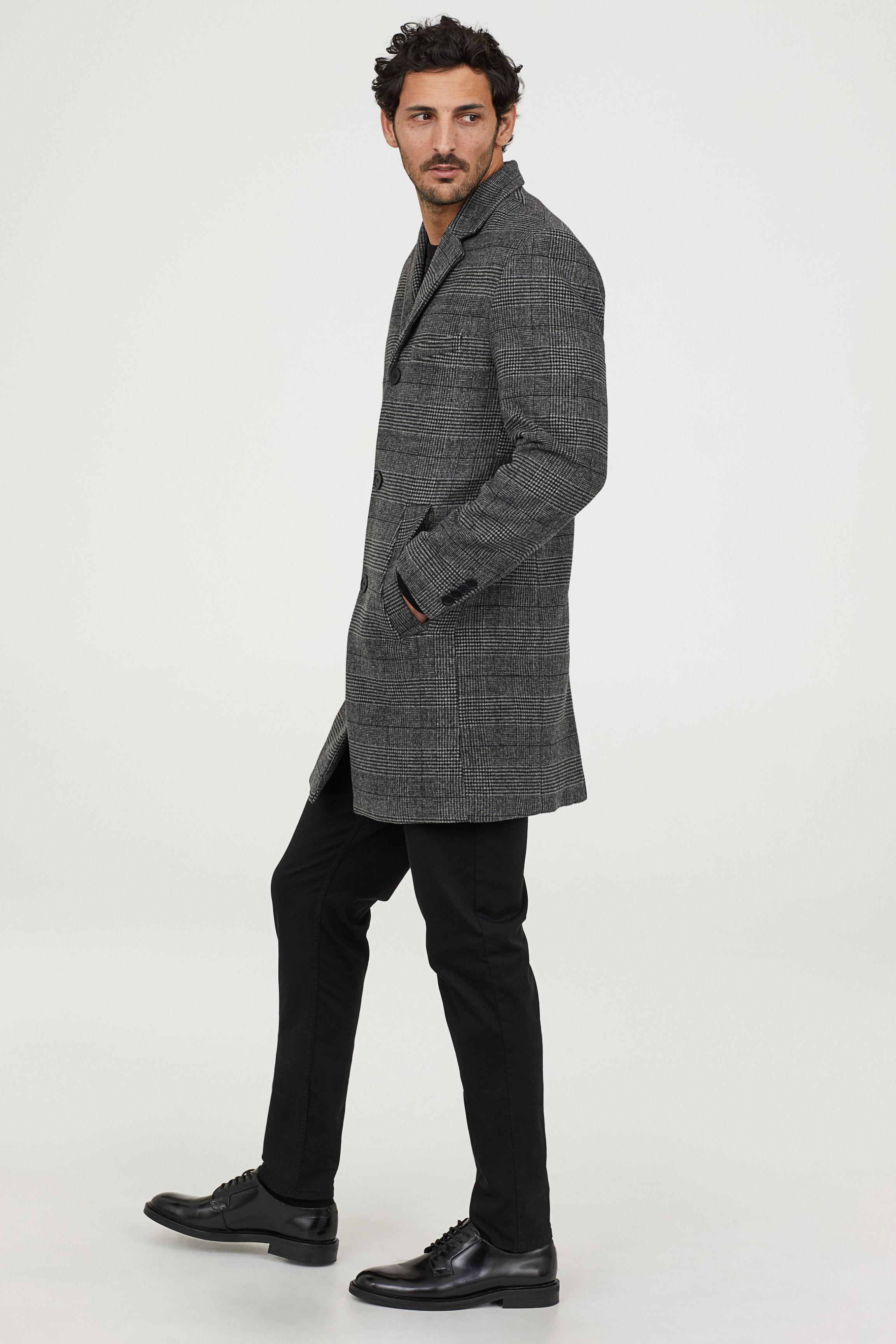 h&m check coat