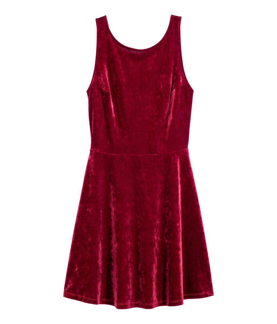 h and m red velvet dress