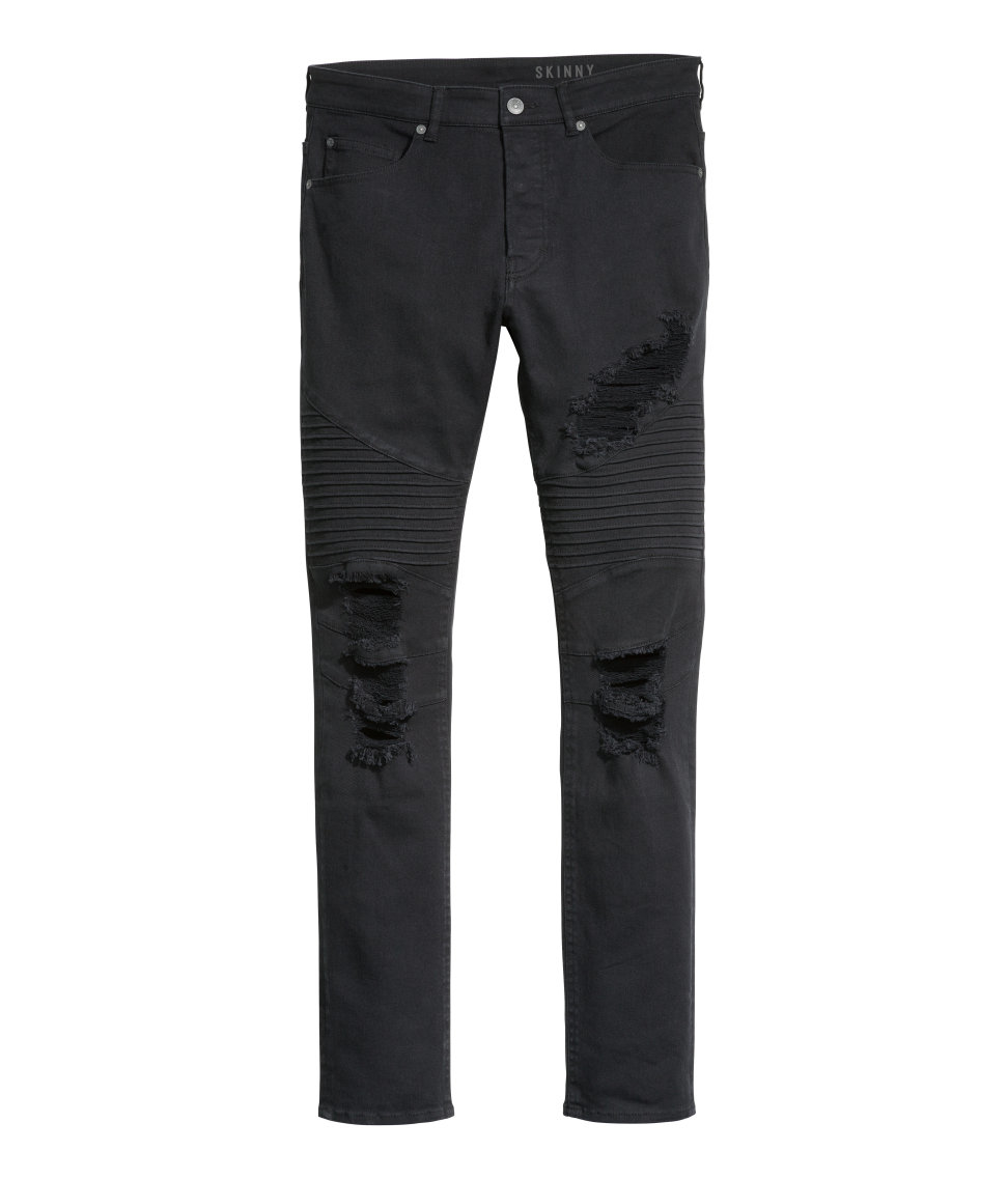 black trashed skinny jeans