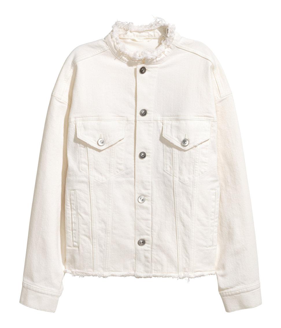 h and m white denim jacket
