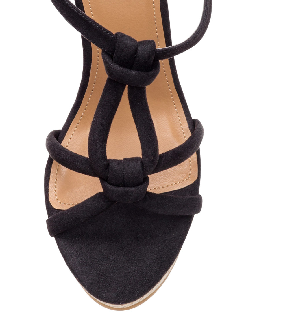 H&amp;M Suede Wedgeheel Sandals in Black Lyst
