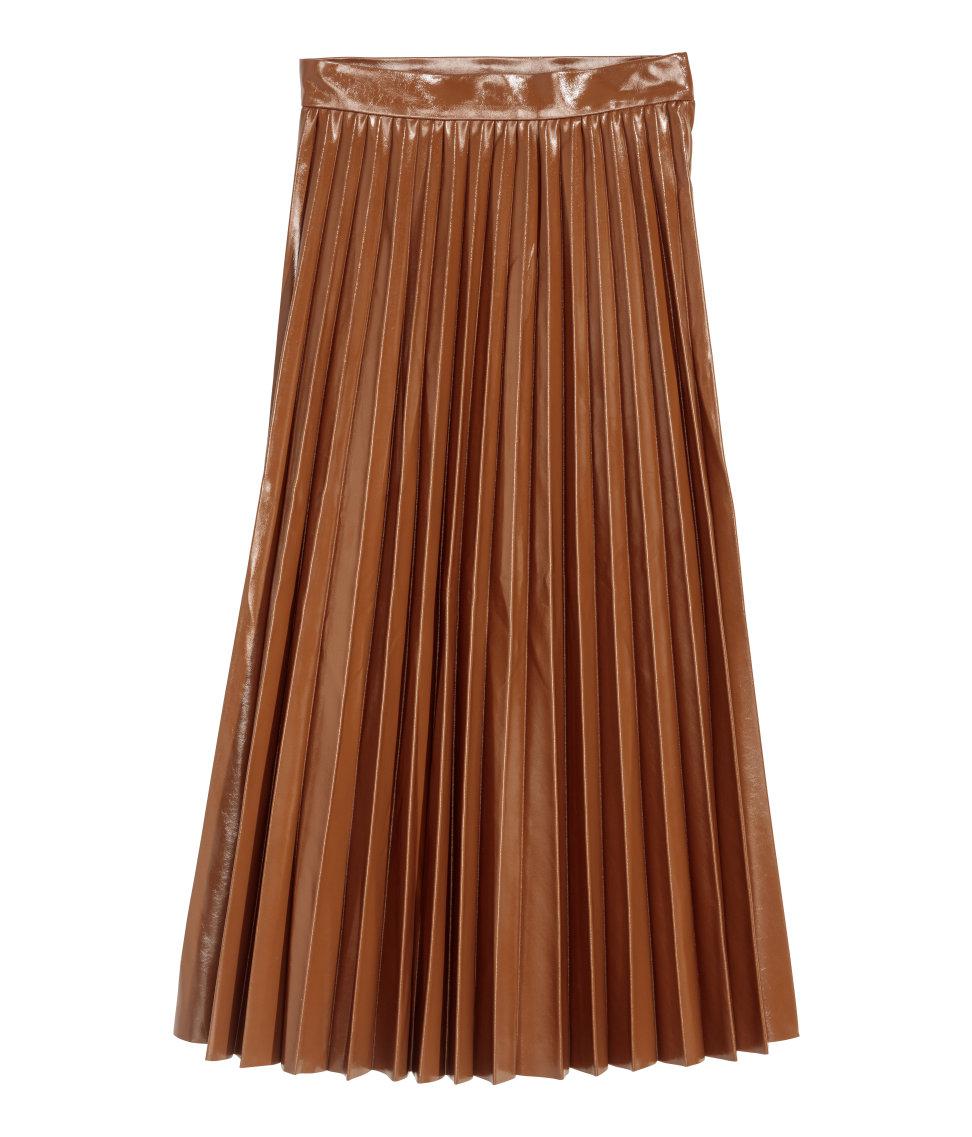Lyst - H&M Pleated Skirt in Brown