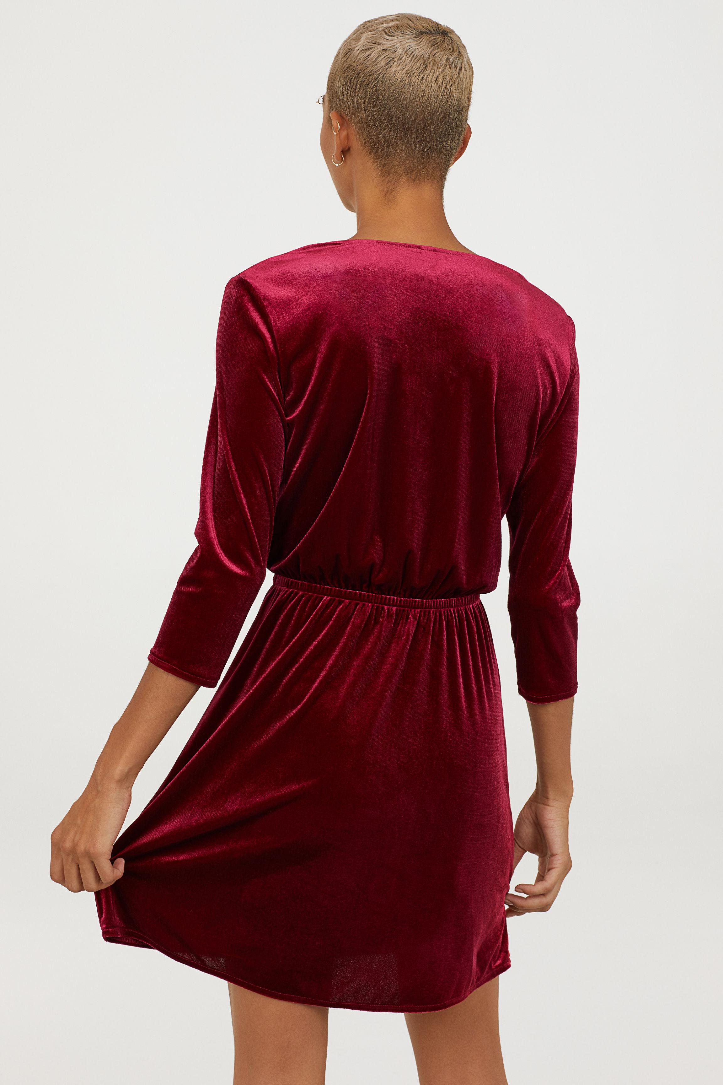 h and m red velvet dress