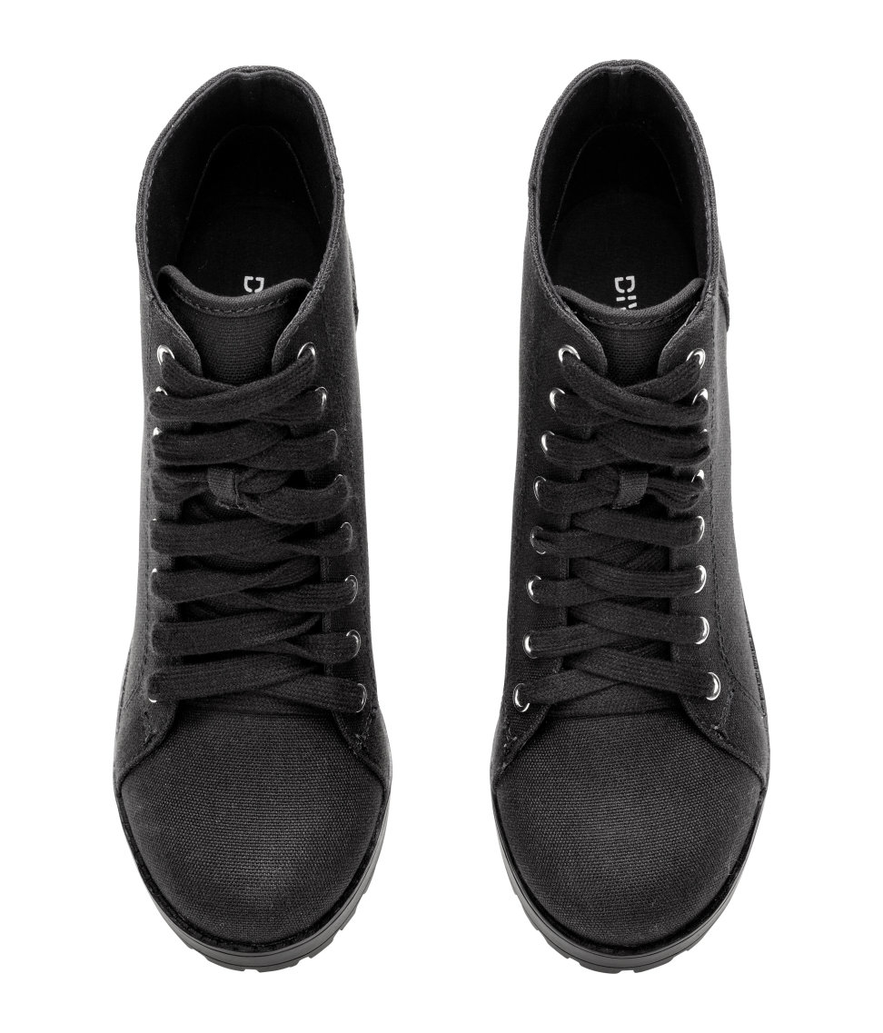 black canvas platform boots