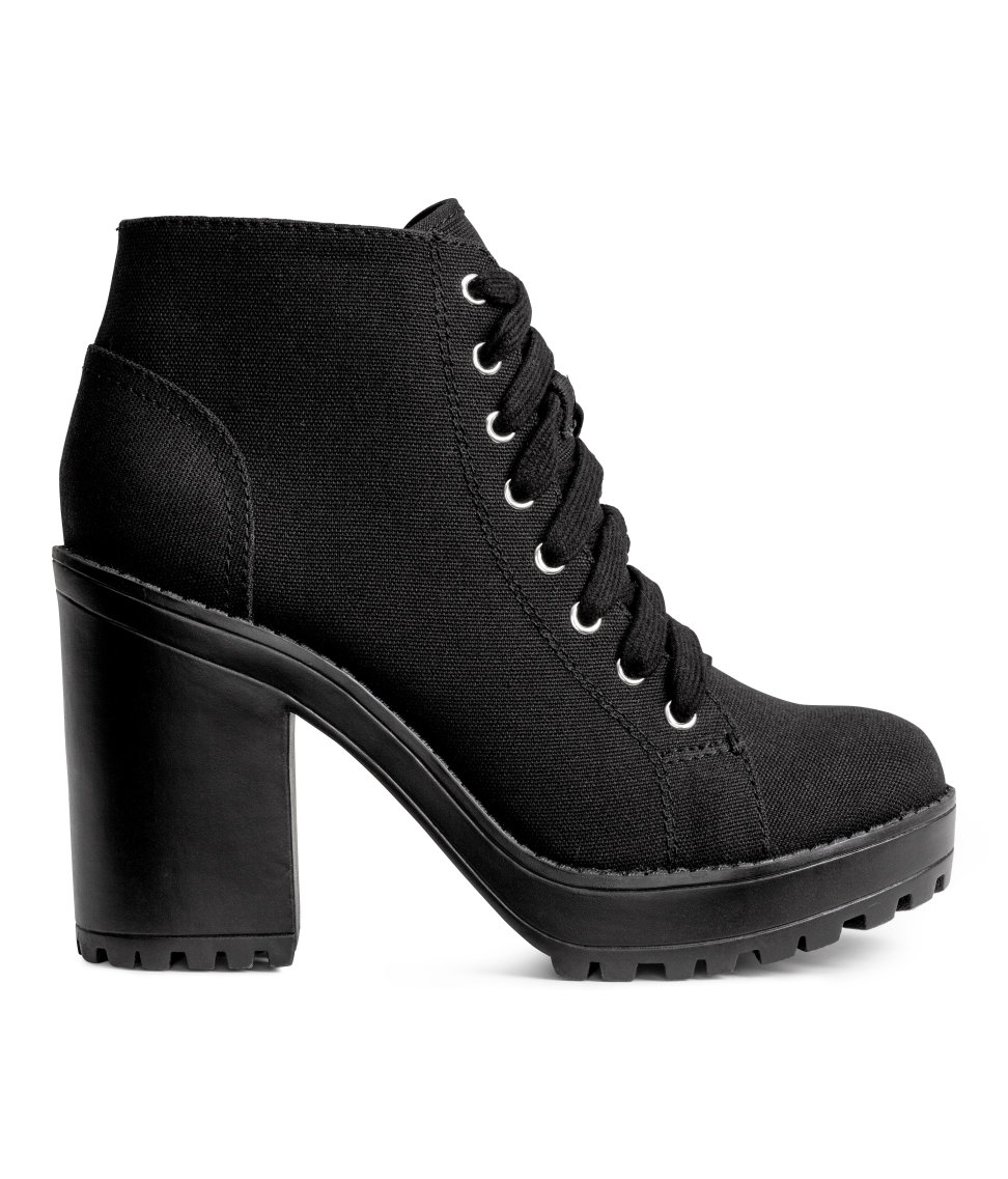 black canvas platform boots