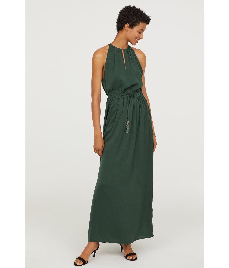 h and m green maxi dress