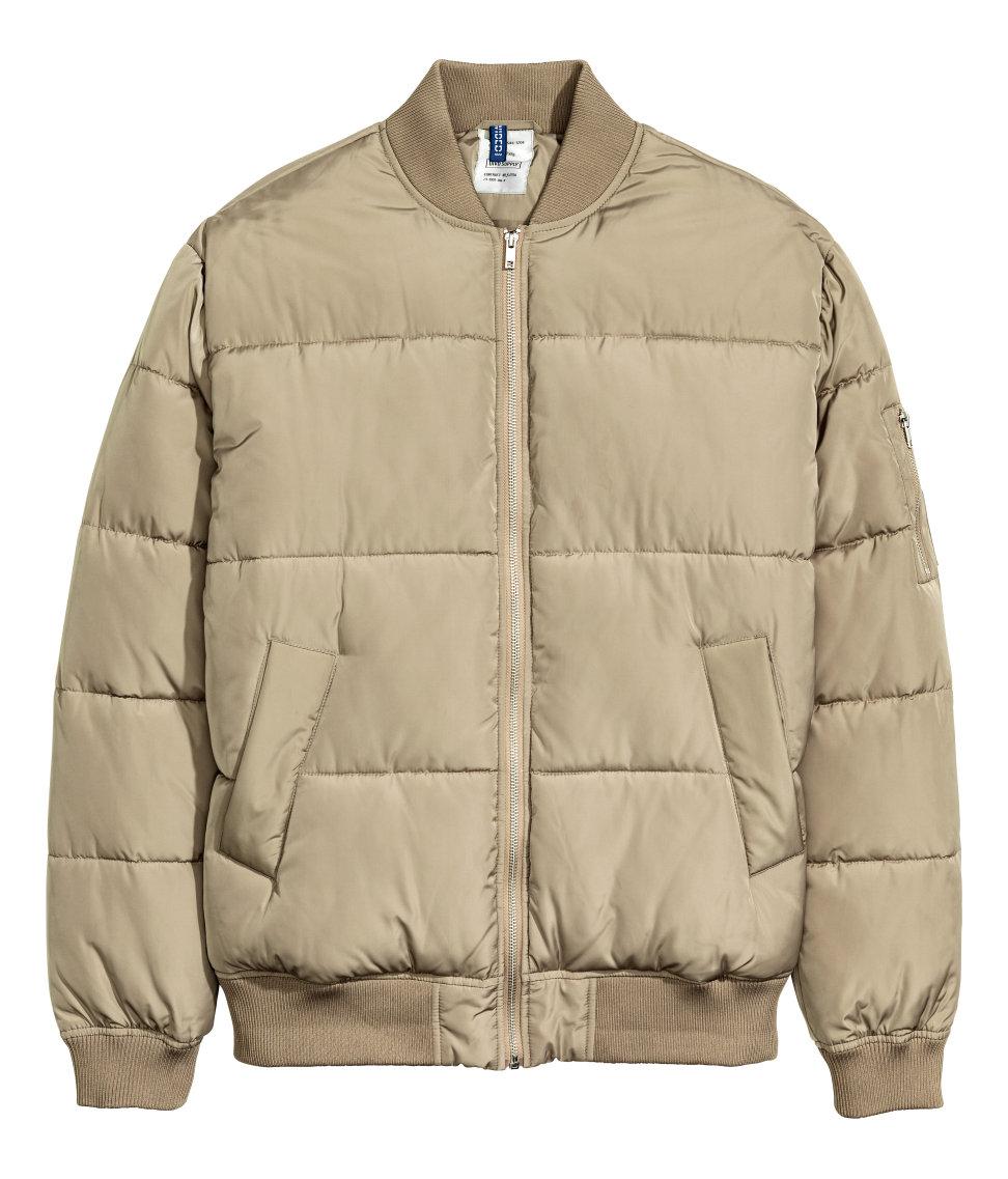 H&M Synthetic Quilted Bomber Jacket in Beige (Natural) for Men - Lyst
