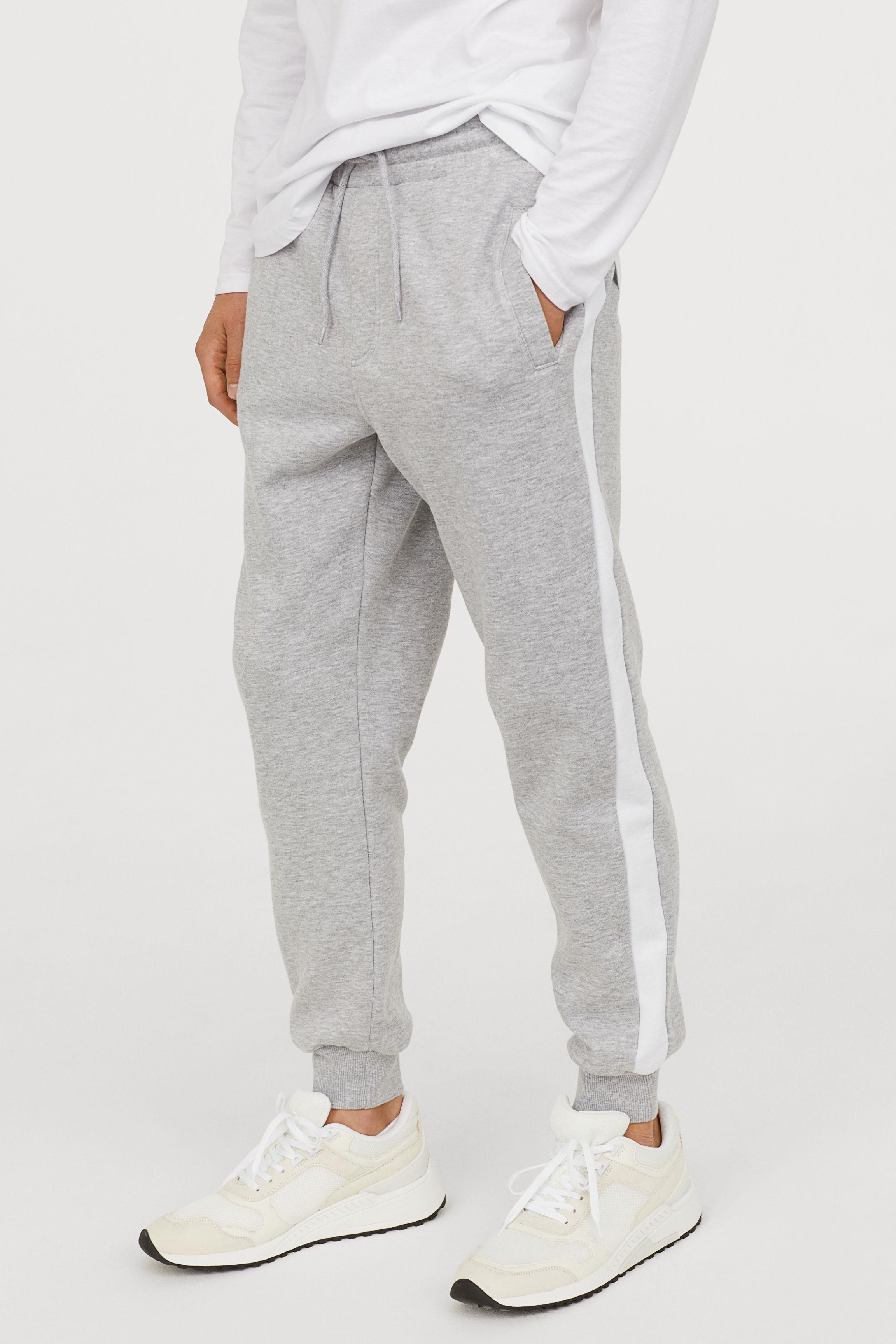 H&M Cotton Joggers With Side Stripes in Grey Marl (Grey) for Men - Lyst