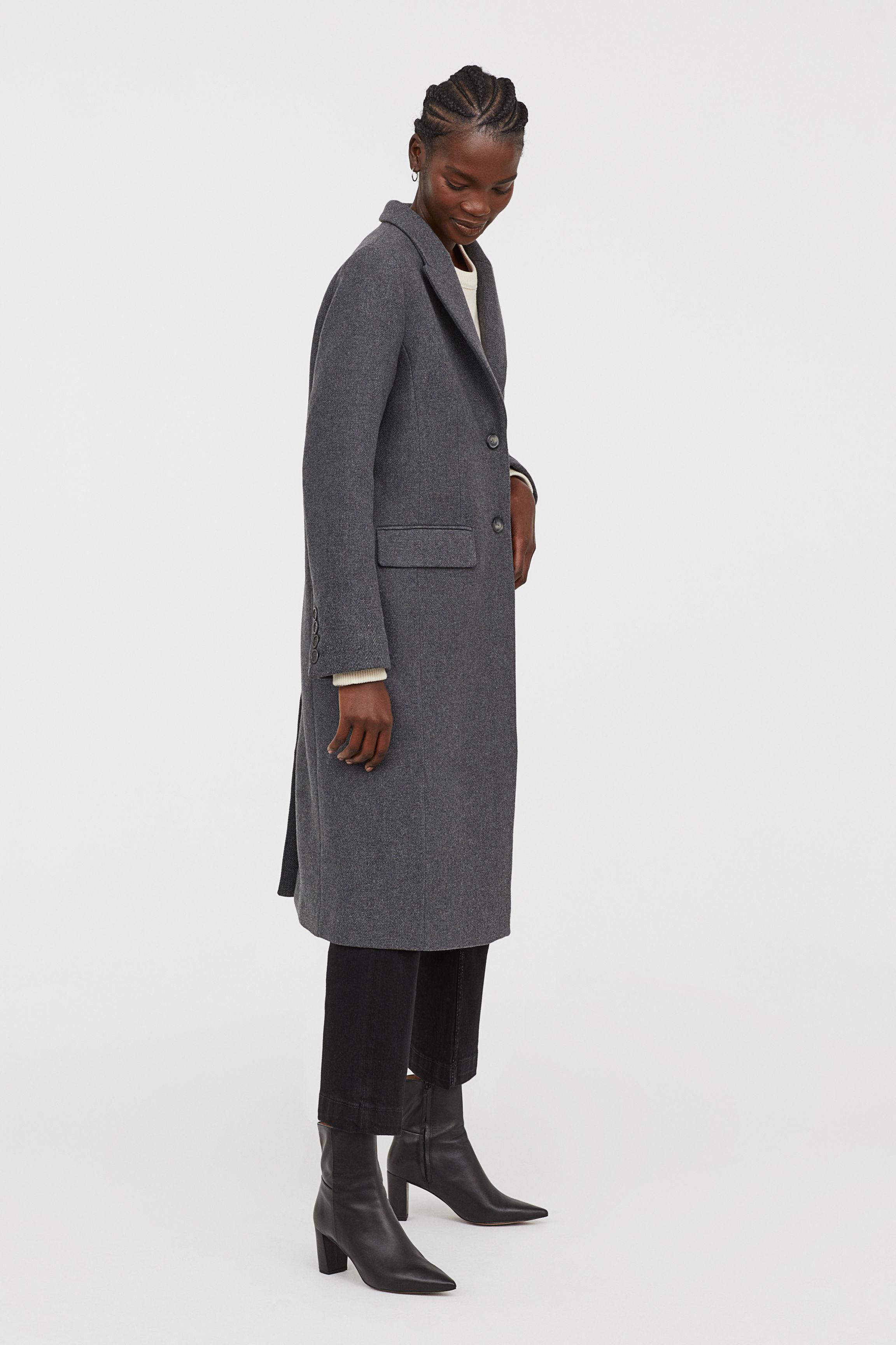 H&M Wool-blend Coat in Grey Marl (Grey) - Lyst