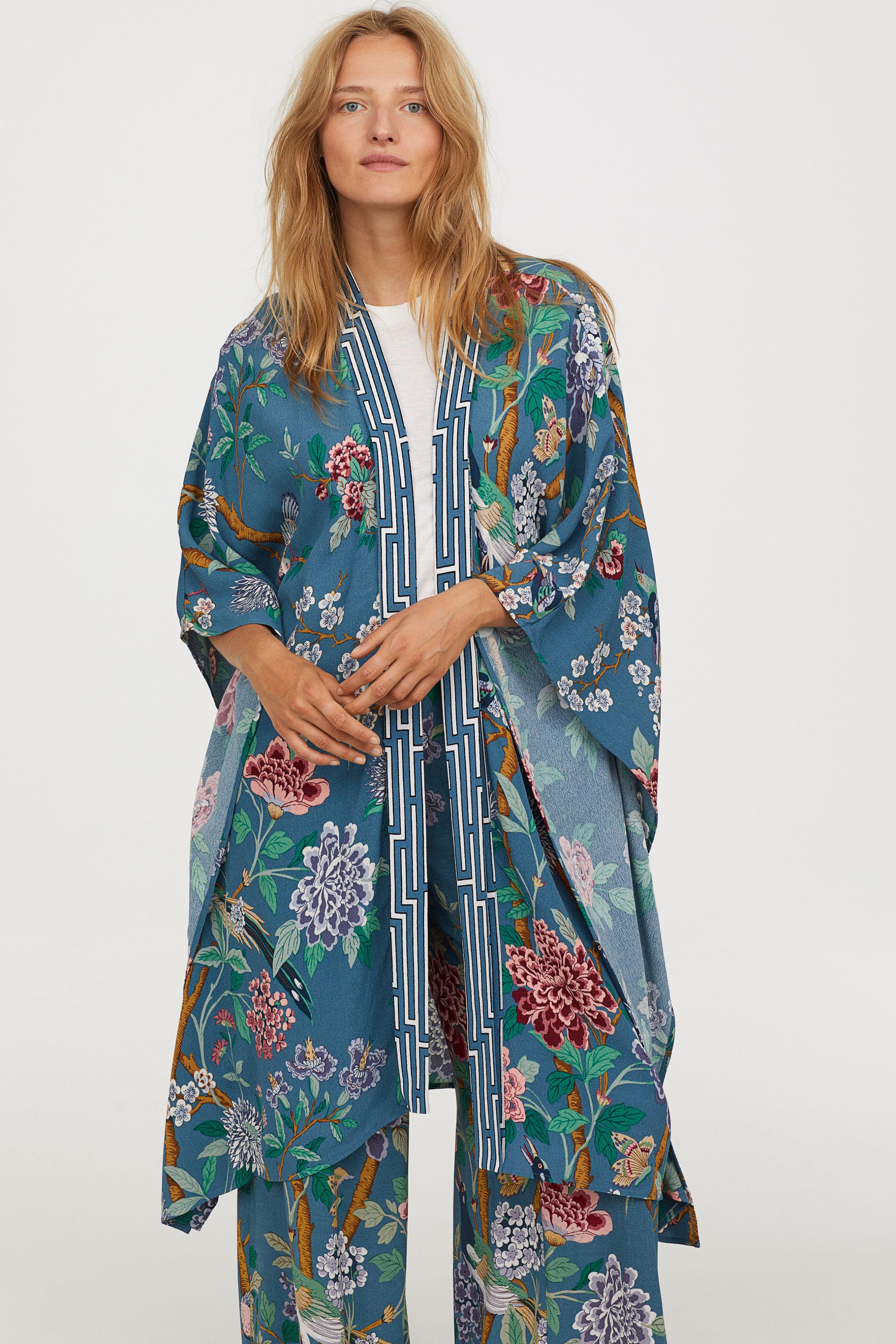 H&M Patterned Kimono in Blue | Lyst Canada