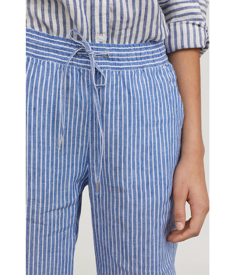 blue and white striped joggers