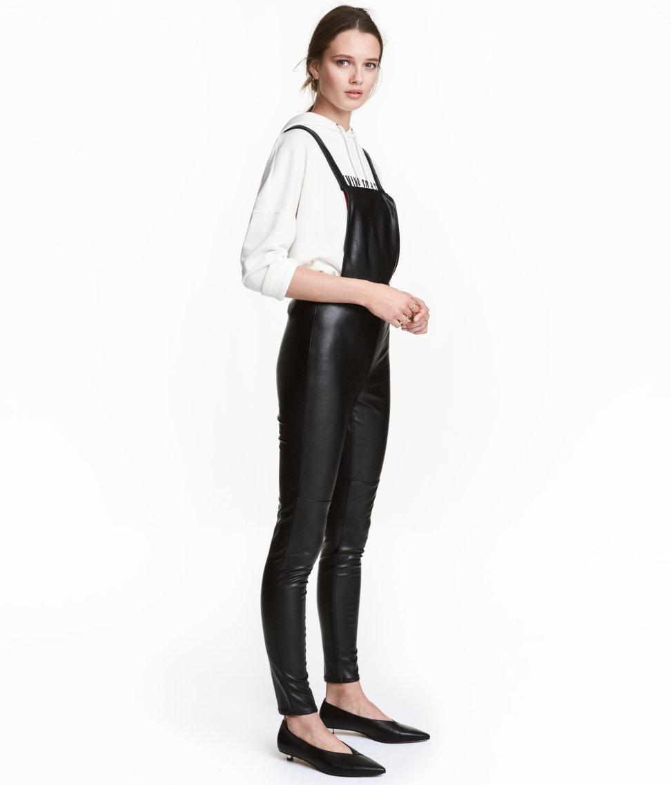 H\u0026M Imitation Leather Dungarees in 