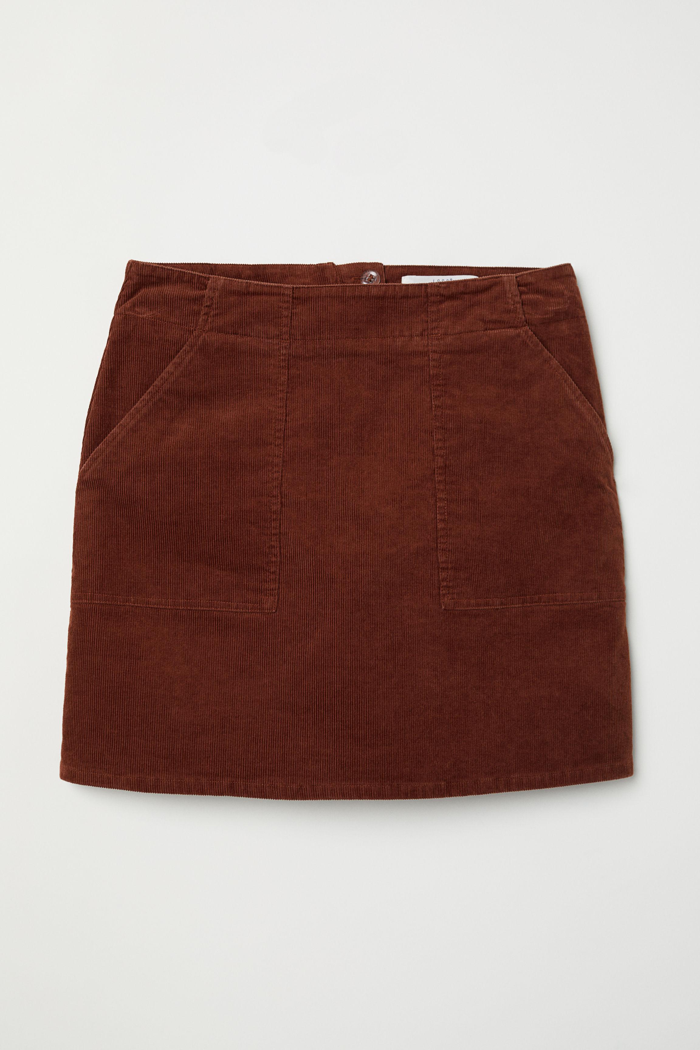 what goes with brown corduroy skirt