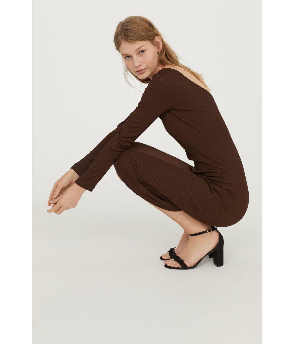dark brown bodycon dress