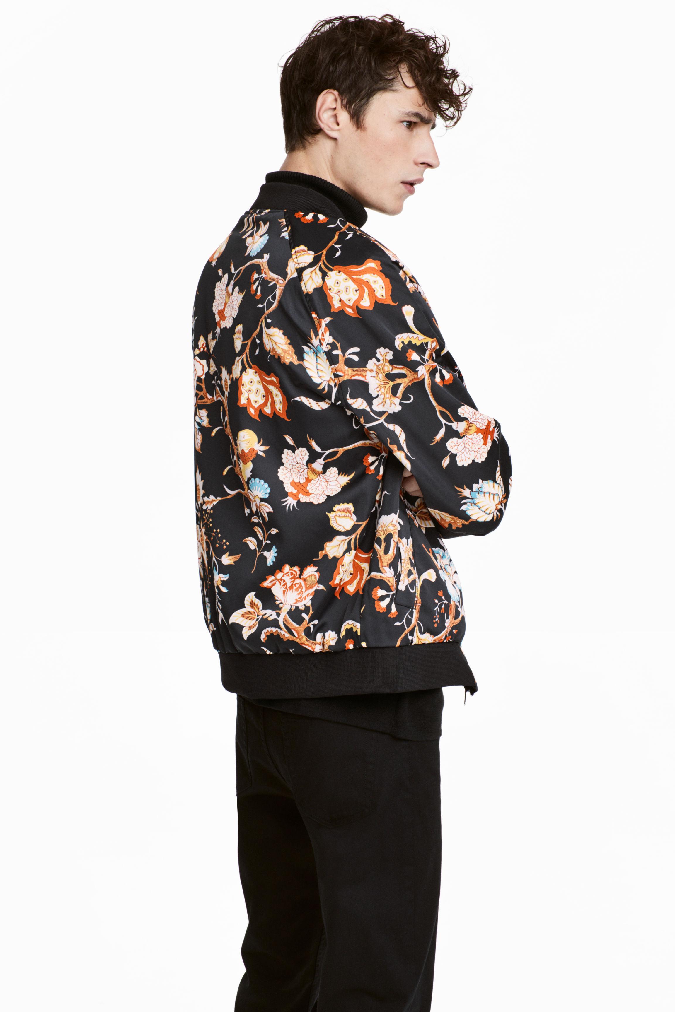 H&M Synthetic Reversible Bomber Jacket in Black/Floral (Black) for Men |  Lyst Canada
