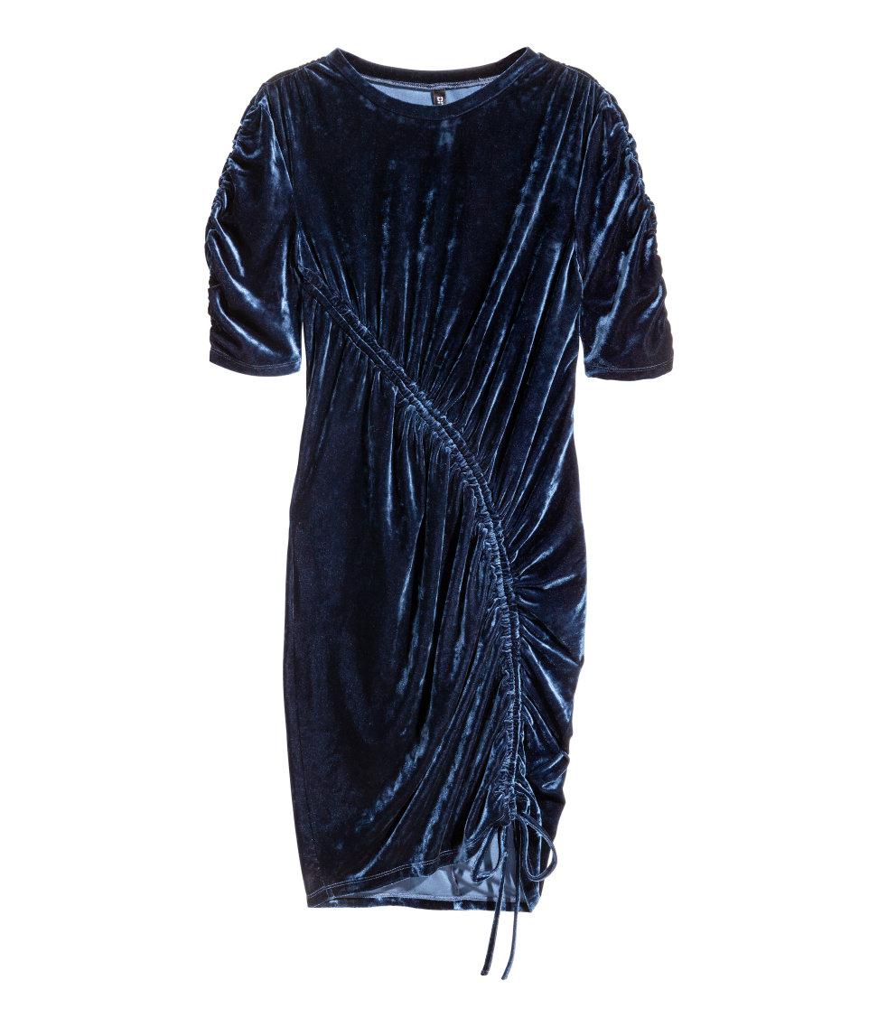 h and m blue velvet dress