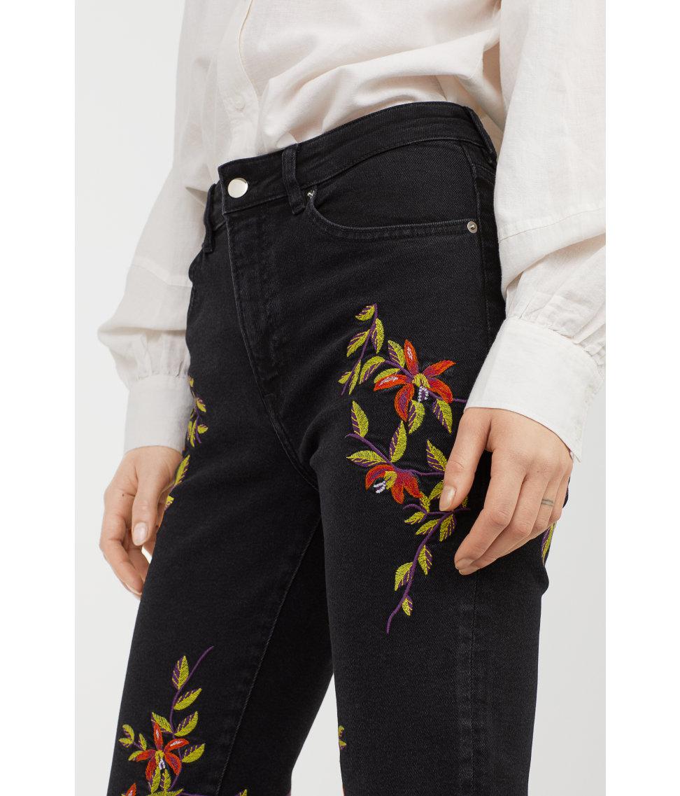 h&m embroidered jeans