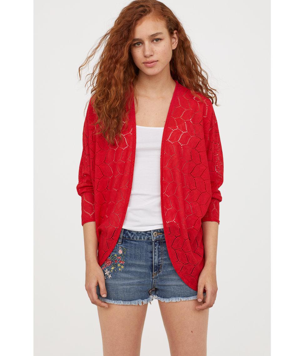 red lace cardigan