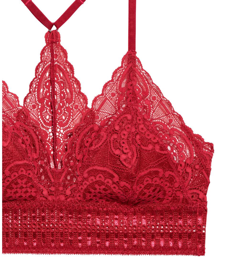 Lyst H&M Lace Bralette in Red