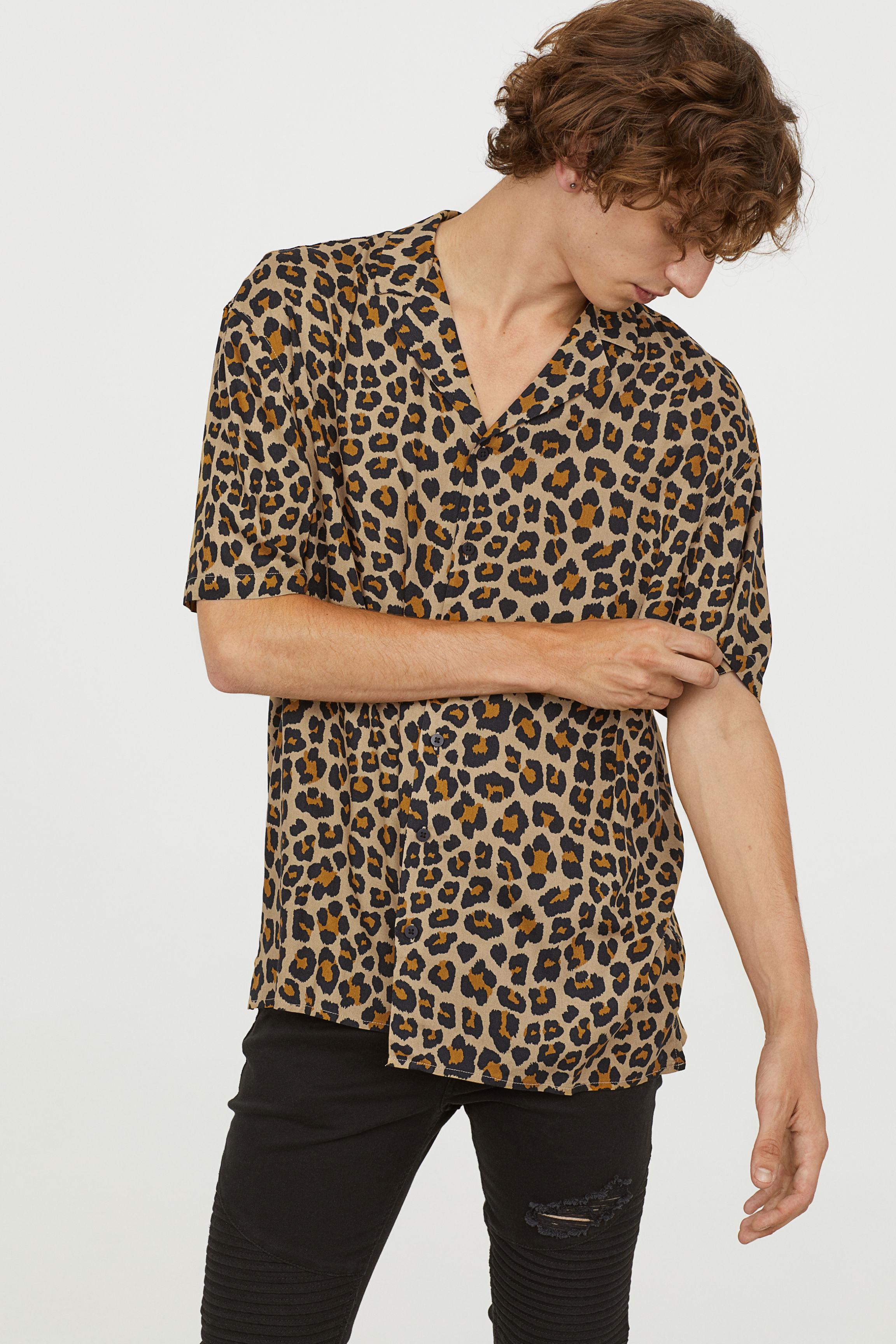 H&M Synthetic Patterned Resort Shirt in Beige/Leopard Print (Natural) for  Men | Lyst