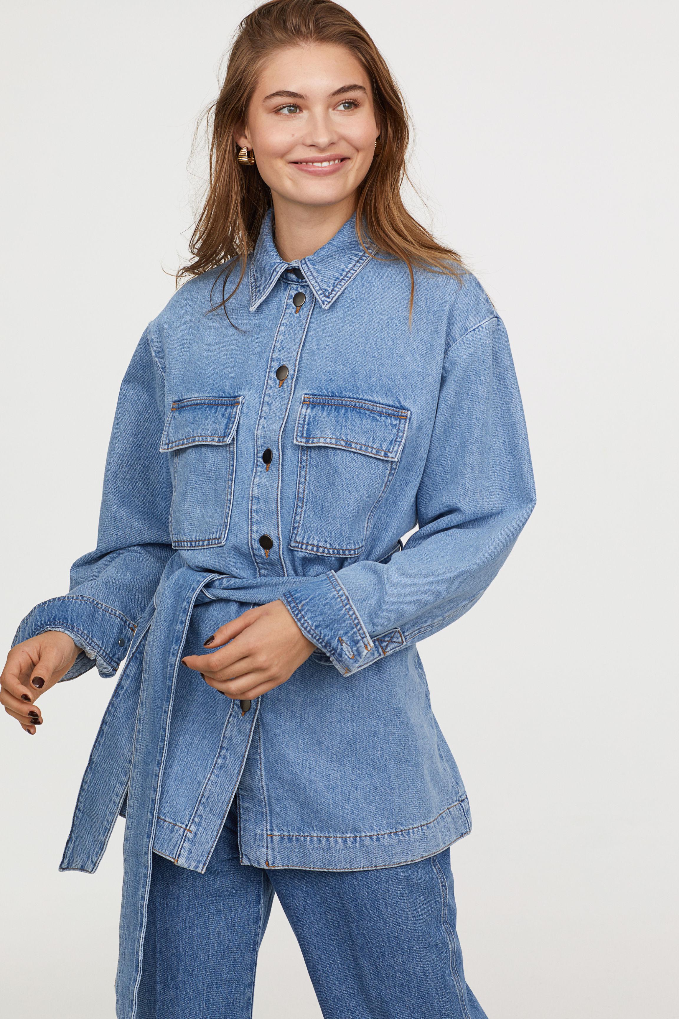 H\u0026M Denim Shirt With Tie Belt in Denim 