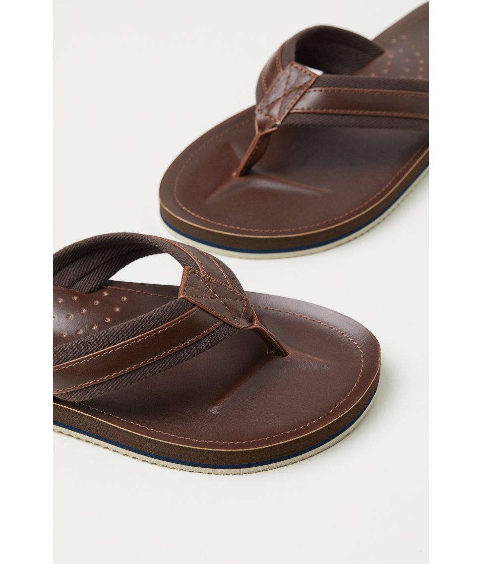 H&M Cotton Flip-flops in Dark Brown (Brown) for Men - Lyst