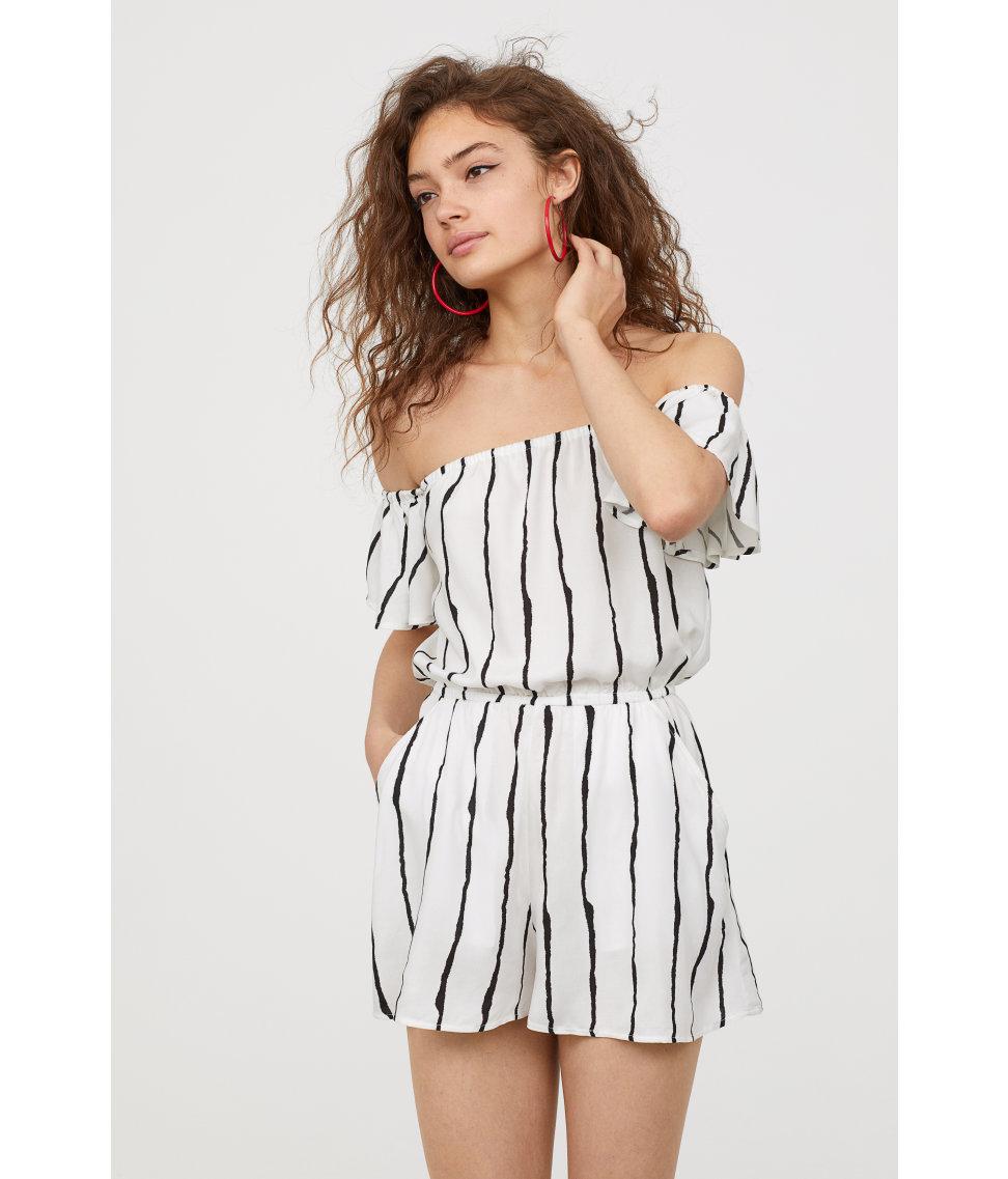 white off the shoulder playsuit