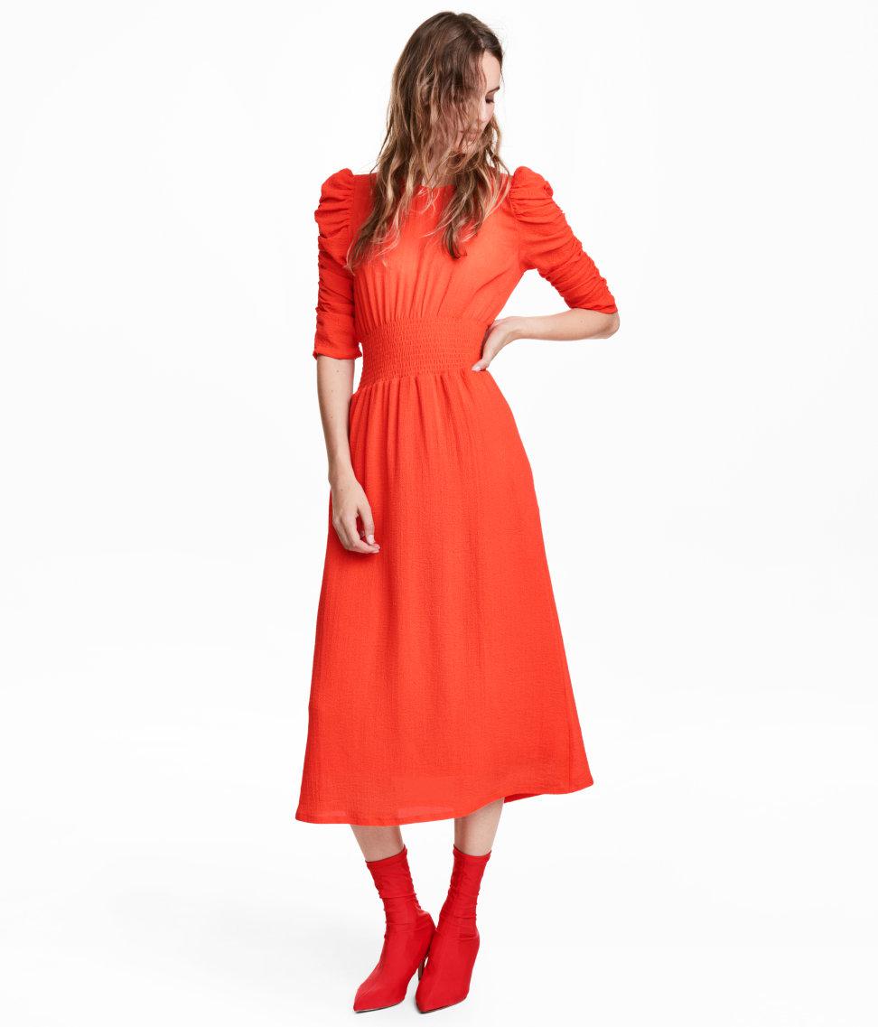 h and m orange dress