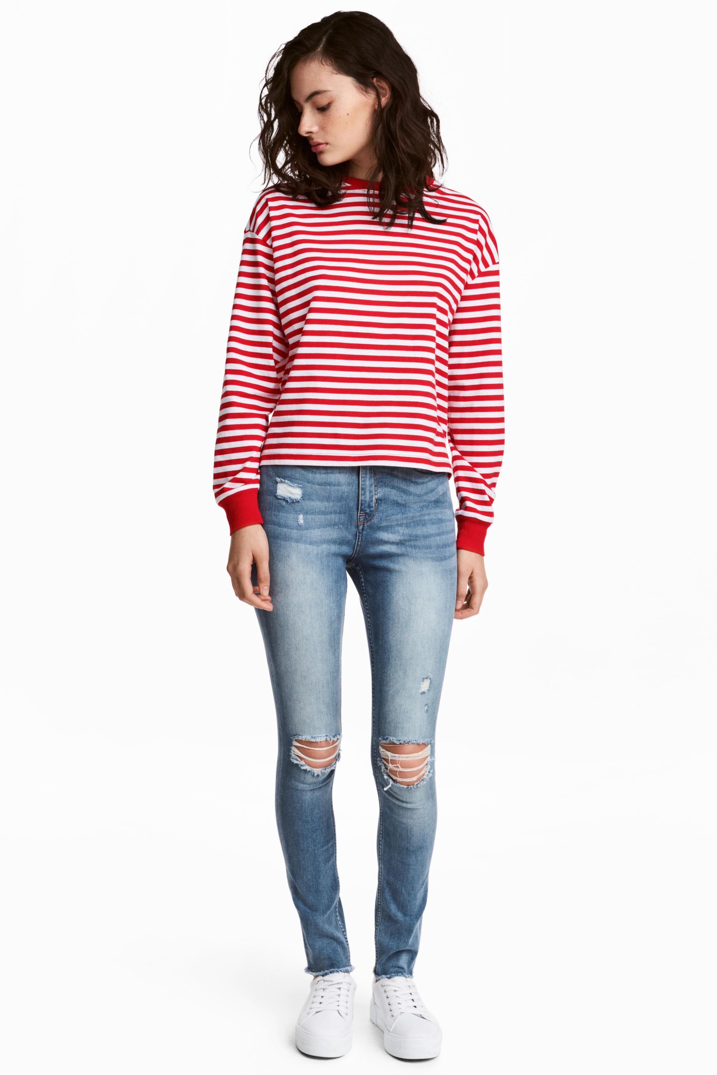 slim high trashed jeans