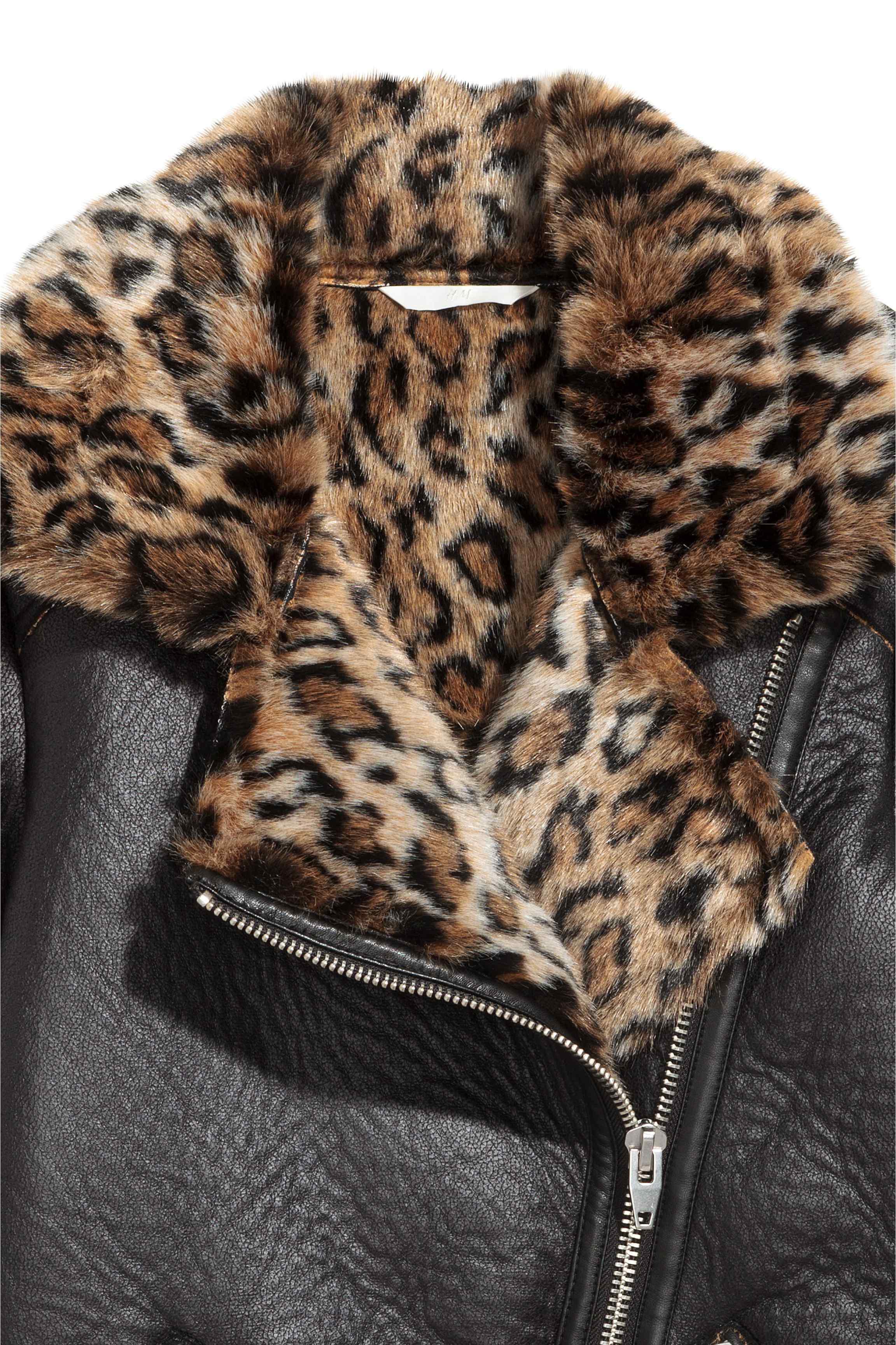 leopard print biker jacket h&m