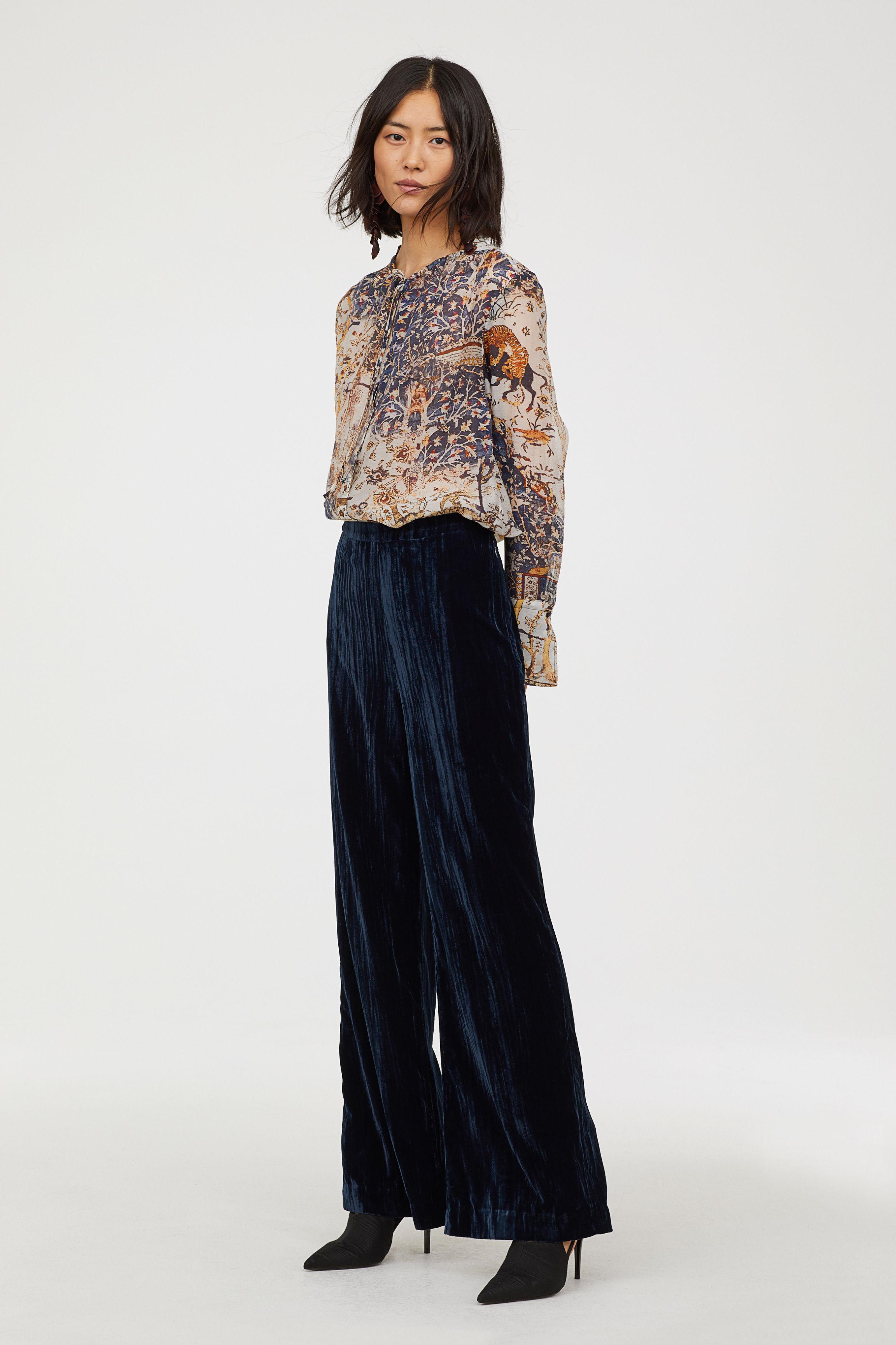 h and m velvet trousers