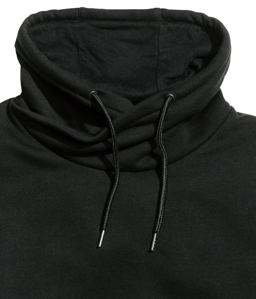 Download H&M Cotton Funnel-collar Sweatshirt in Black/White (Black ...