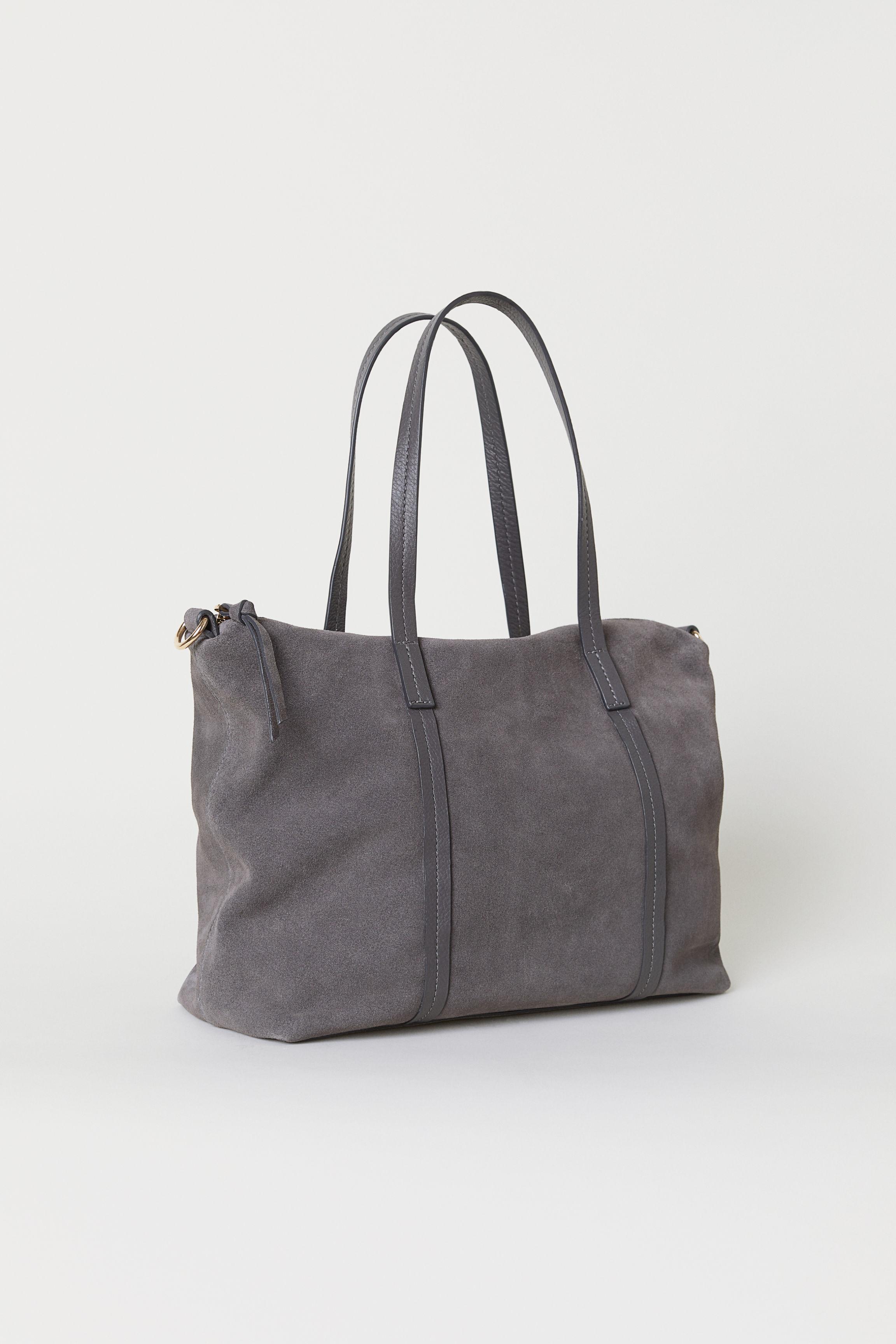 dark grey suede handbag