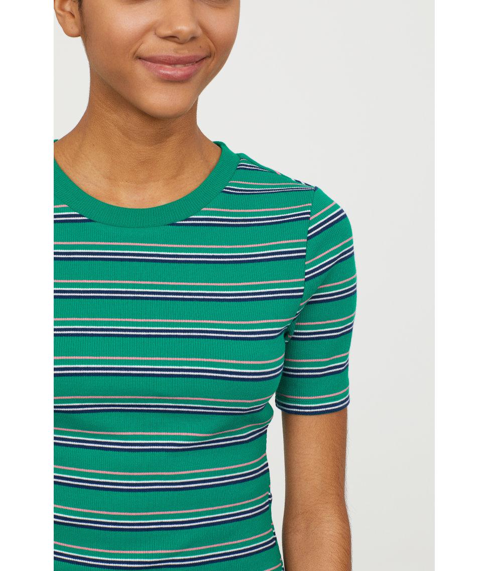 h&m green striped dress
