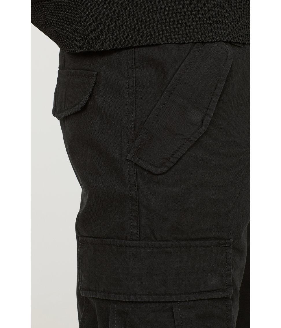 H&M Cotton Cargo Pants in Black for Men - Lyst