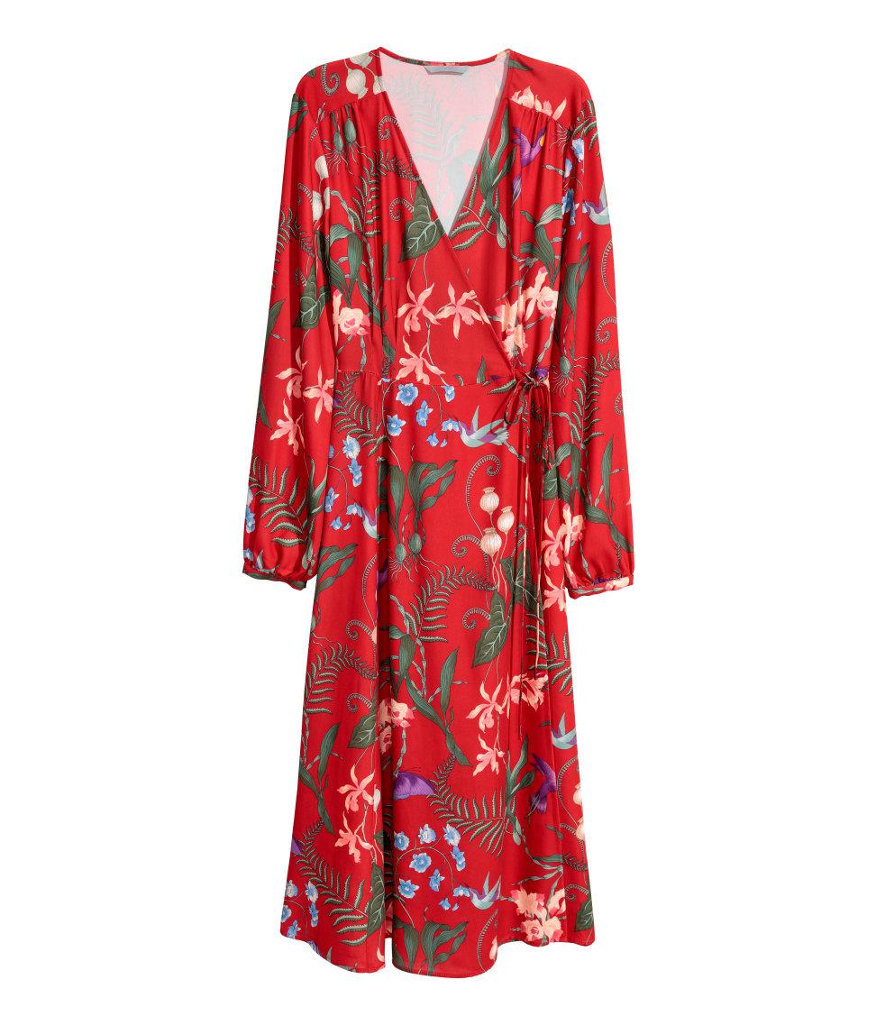 h and m red floral dress