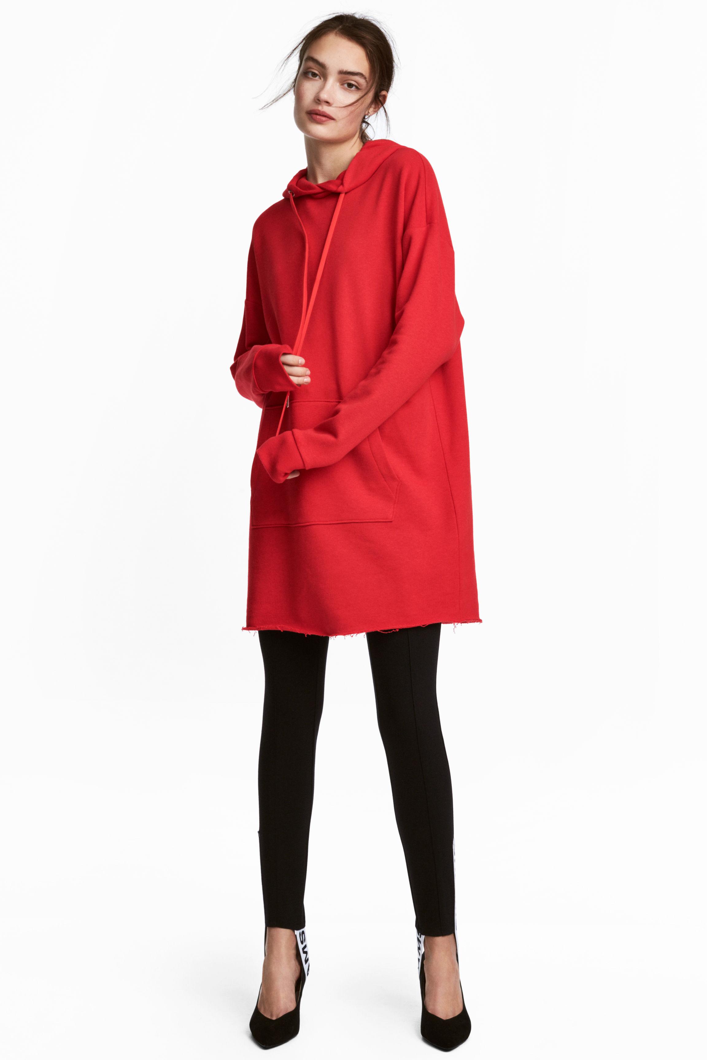 red sweatshirt dress